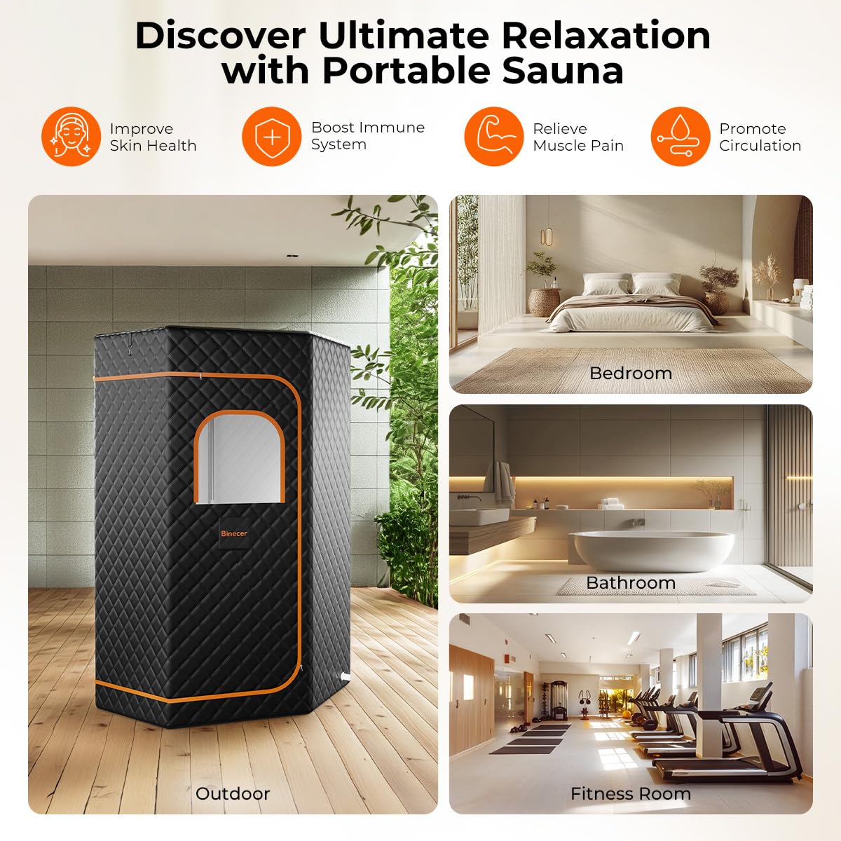 Portable Sauna Tent for Home - 3L 1200W Steamer with Folding Chair & 15 Heating Speeds | Personal Indoor Steam Sauna Box (Black) | Perfect for Relaxation, Detox & Weight Loss at Home