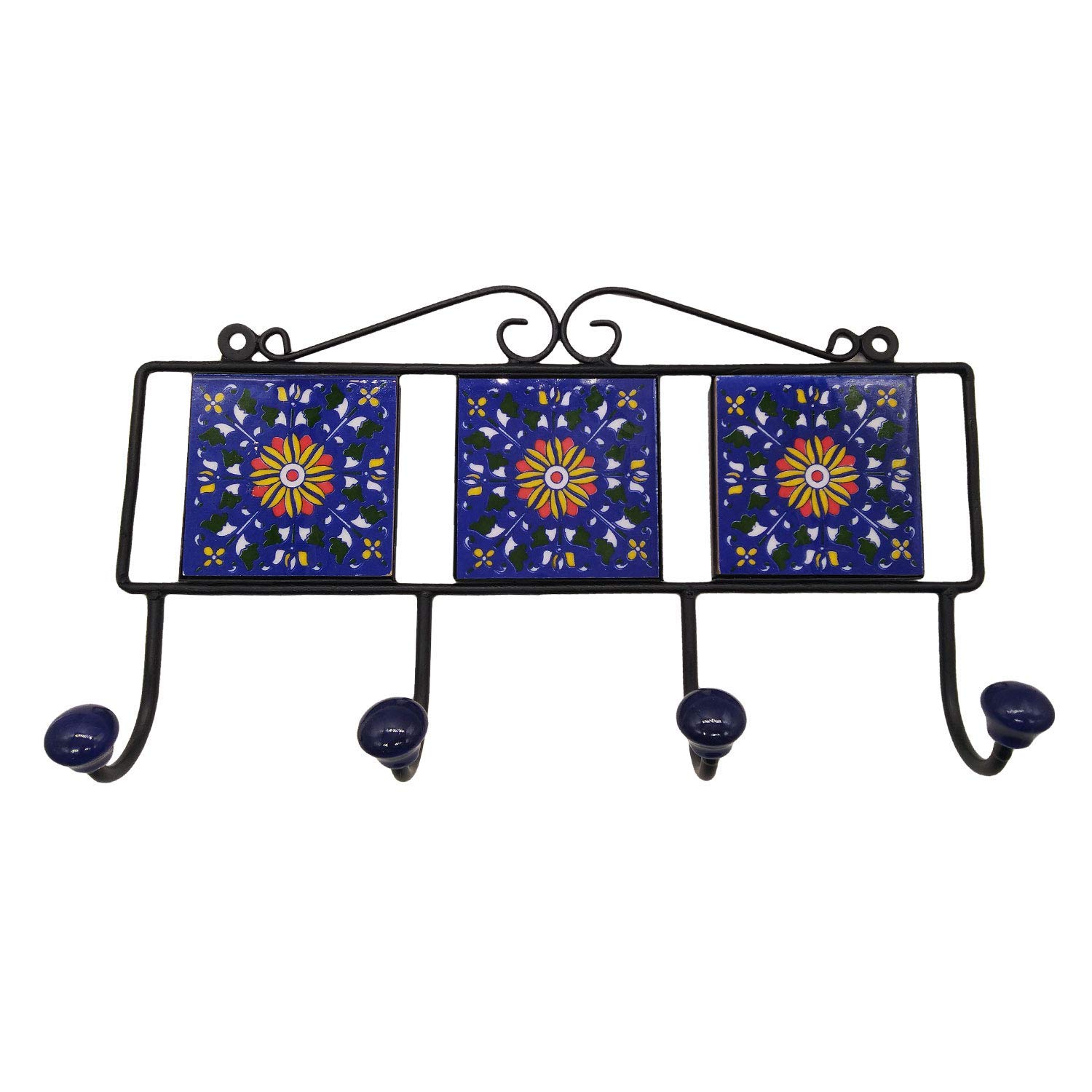 Handmade Indian Wall Key Hook & Coat Hanger Organizer - Award-Winning Artisan Crafted Home Decor | Perfect for Entryway, Bedroom & Gift Giving