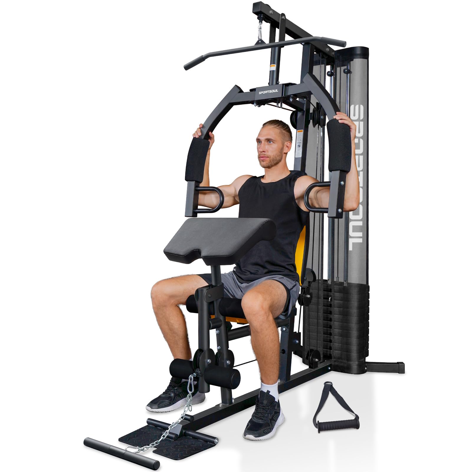 Multifunctional Home Gym Equipment - 6 Workout Stations with 125LBS Weight Stack | Full Body Training System with Pulley | Total Gym Exercise Machine for Strength & Cardio | Perfect for Home Workouts, Small Spaces & Personal Fitness