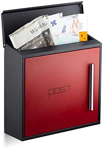 Lockable Stainless Steel Wall Mount Mailbox - Weatherproof Outdoor Letter & Parcel Drop Box with Key for Home, Office & Apartment - Secure Mail Collection (Red) - Perfect for Porch, Garden & Front Door Installation