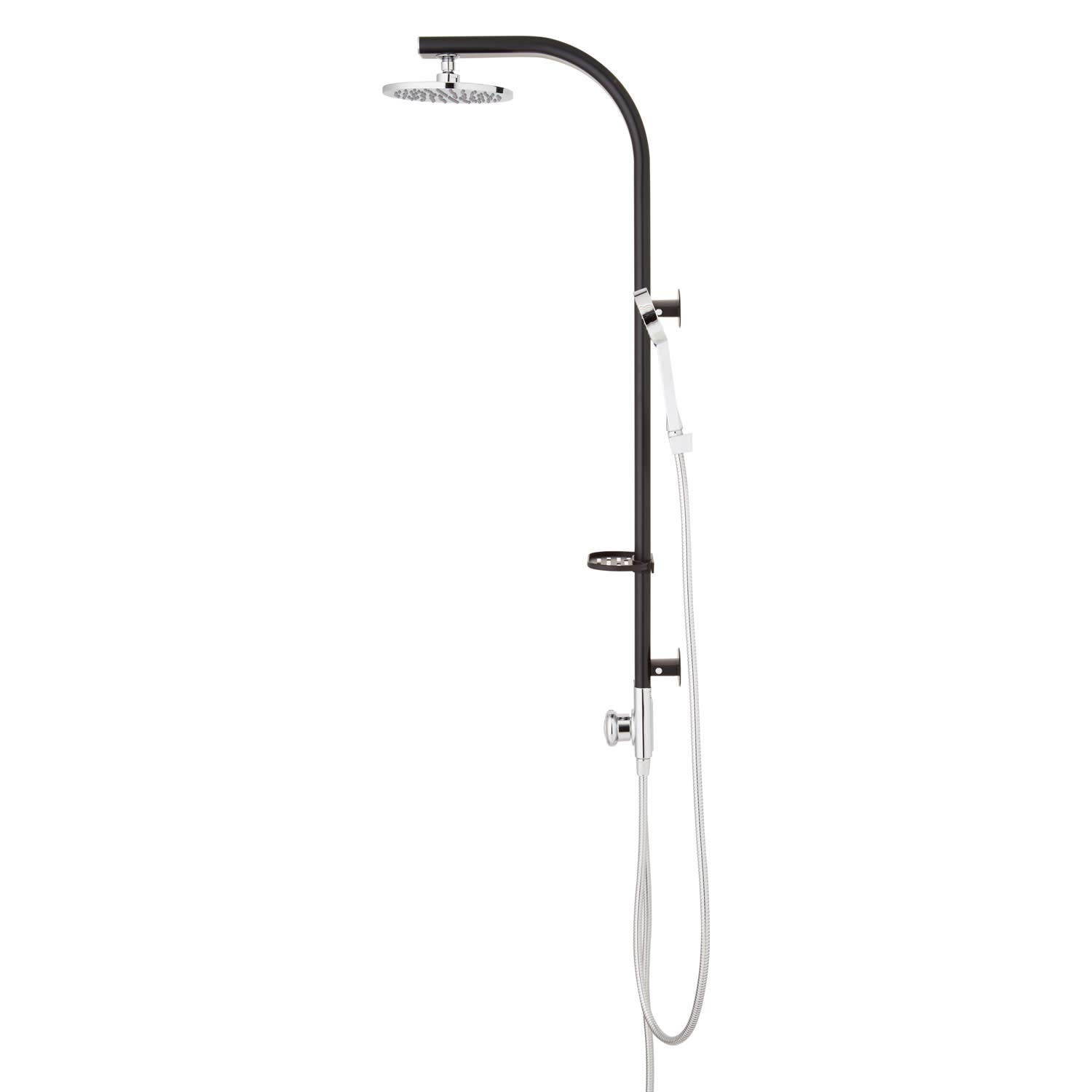 Signature Hardware 426006 Tilley Outdoor Shower Panel with Adjustable Hand Shower - Matte Black Finish - Perfect for Poolside, Backyard, and Garden Use
