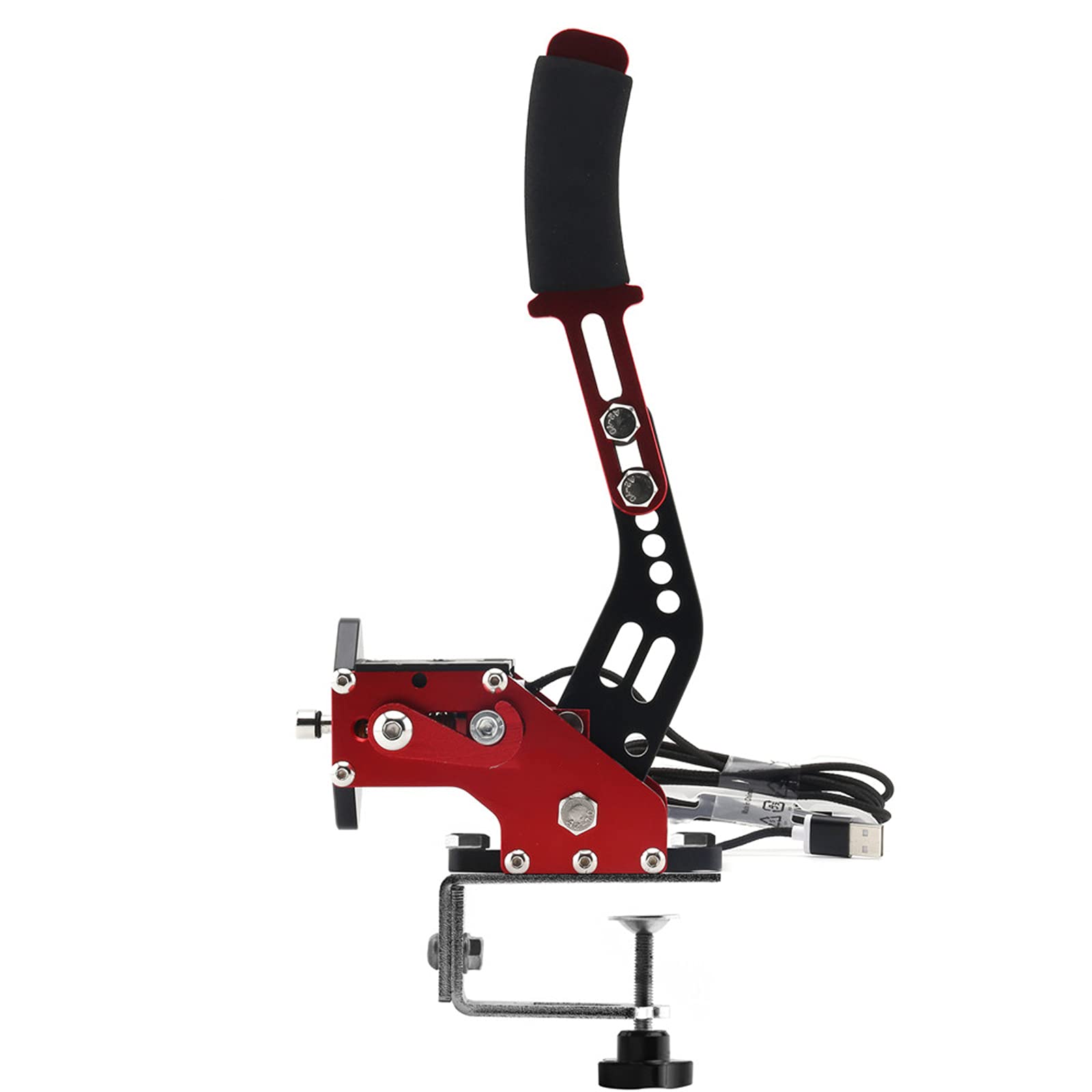Muge Racing USB Handbrake - 64-bit PC Sim Racing Handbrake with Clamp for Logitech G27 G25 G29, Thrustmaster T500 T300, Fanatec OSW - Compatible with Dirt Rally 2.0, LFS (Red) - Perfect for Sim Racing, Drifting & Rally Games