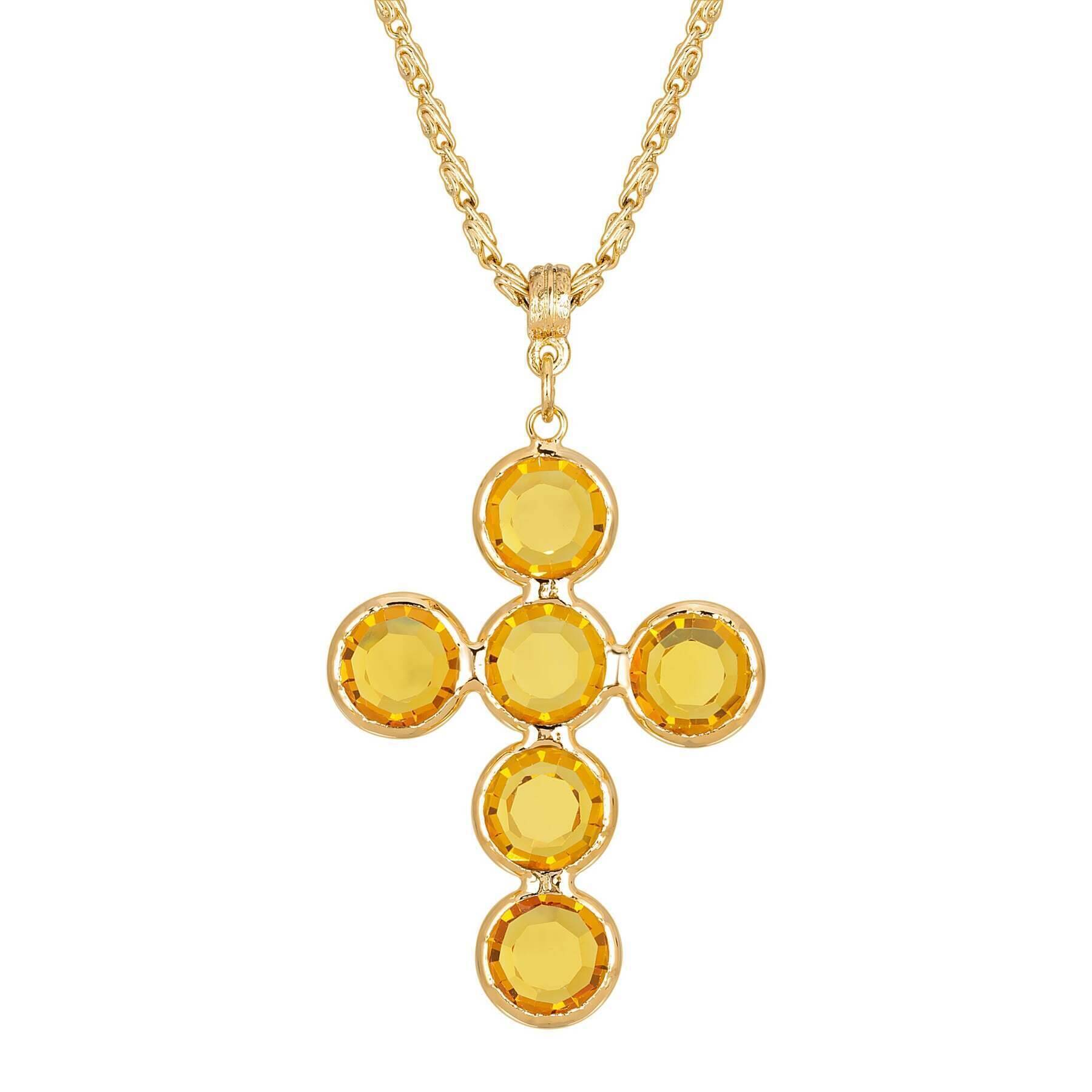 1928 Jewelry Austrian Crystal Cross Pendant Necklace - 20