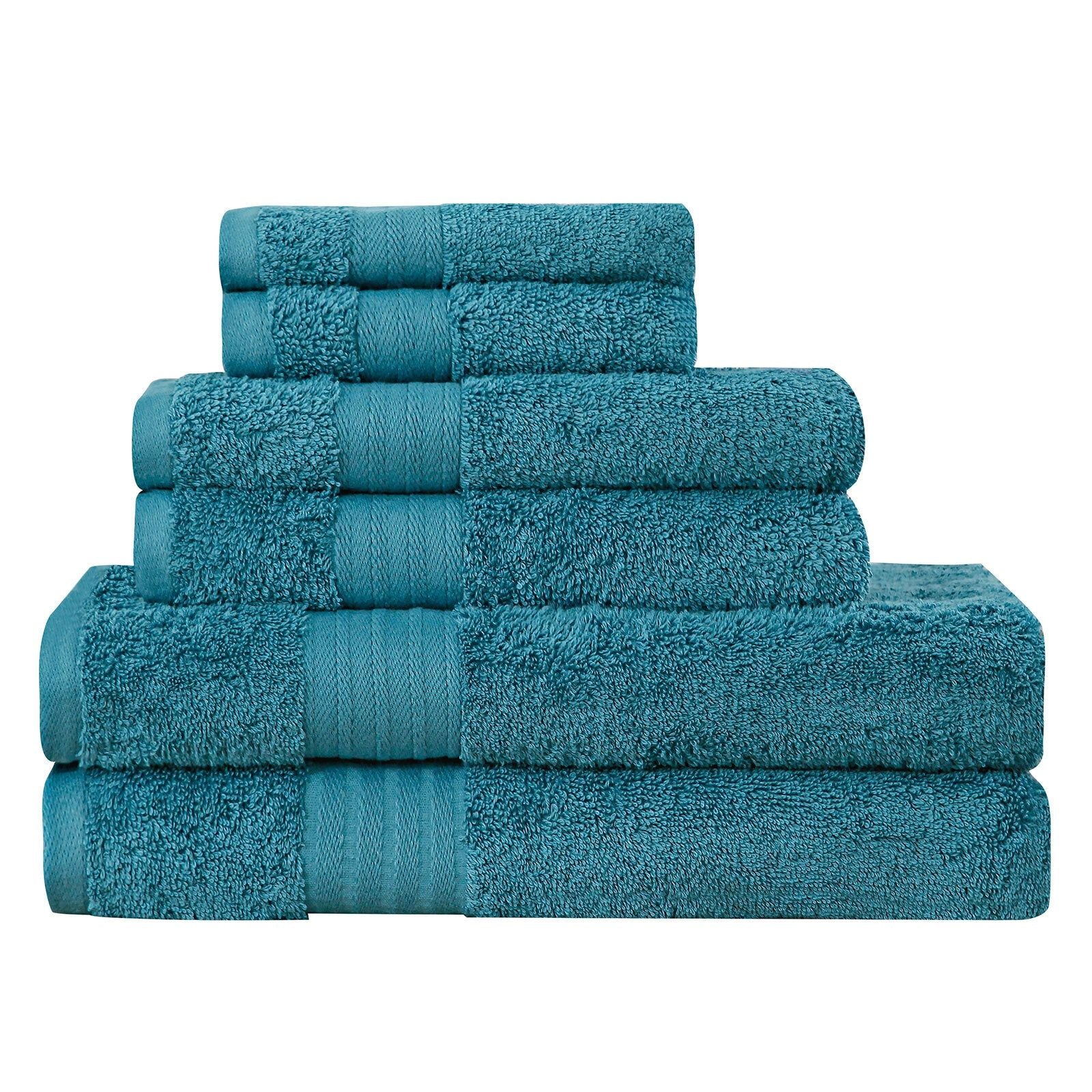 Premium 6-Piece Soft & Absorbent Cotton Bath Towel Set - Ultra Plush, Quick Dry, Hotel Quality - Perfect for Spa, Bathroom, Beach & Gym Use (Blue)