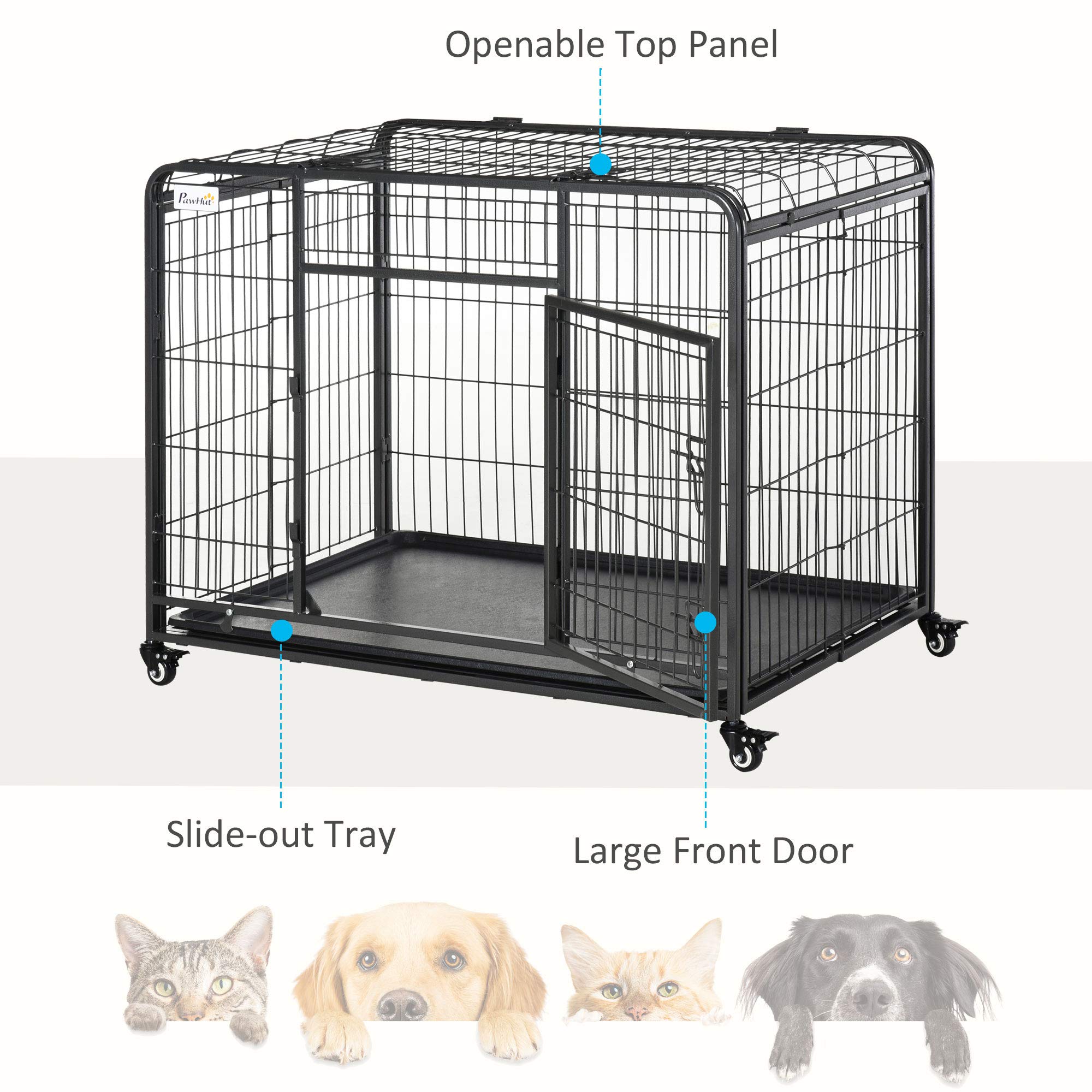 **PawHut Heavy Duty Metal Dog Crate - 43