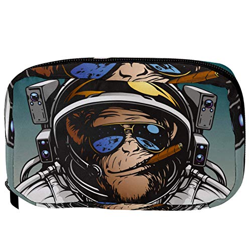 Funny Cartoon Space Astronaut Gorilla Toiletry Bag for Women - Waterproof Travel Cosmetic Makeup Pouch & Handy Pencil Case - Perfect for Gym, Camping, and Business Trips