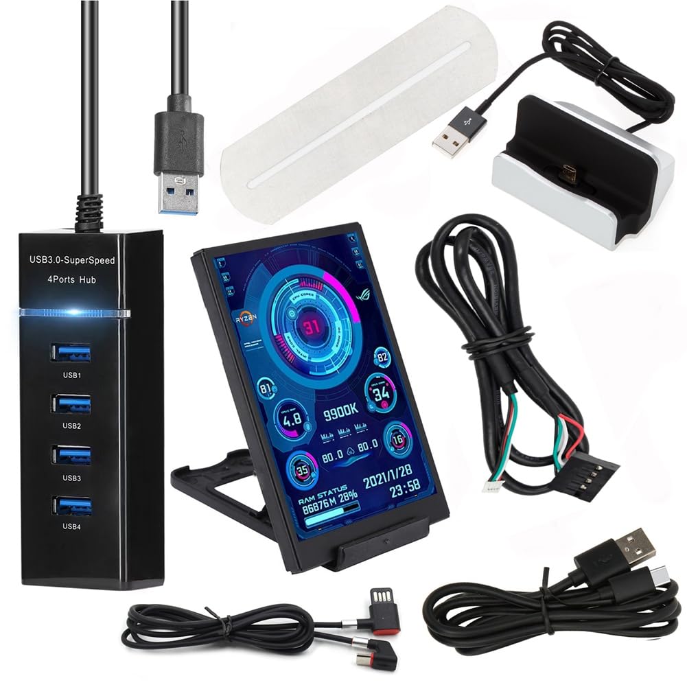 Naemriee 5 Inch IPS USB Portable Secondary Monitor - HD LCD Display Screen for Laptop & Computer, Plug and Play, Easy Installation - Perfect for Coding, Gaming, and Multitasking