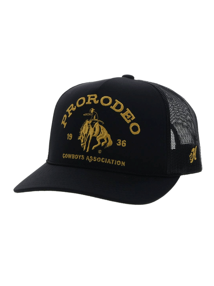 Hooey 2263T BK PRORODEO High Profile Snapback Hat - Black Adjustable Baseball Cap for Men & Women - Perfect for Rodeo, Outdoor, and Casual Wear