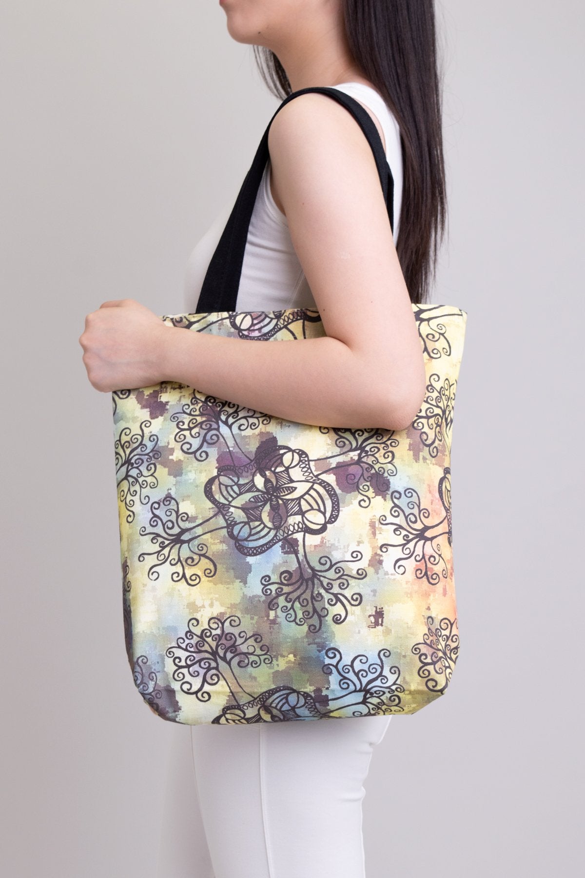 Camouflage Cotton Artwork Tote Bag - Eco-Friendly Reusable Shopping Bag for Groceries, Beach, and Daily Use