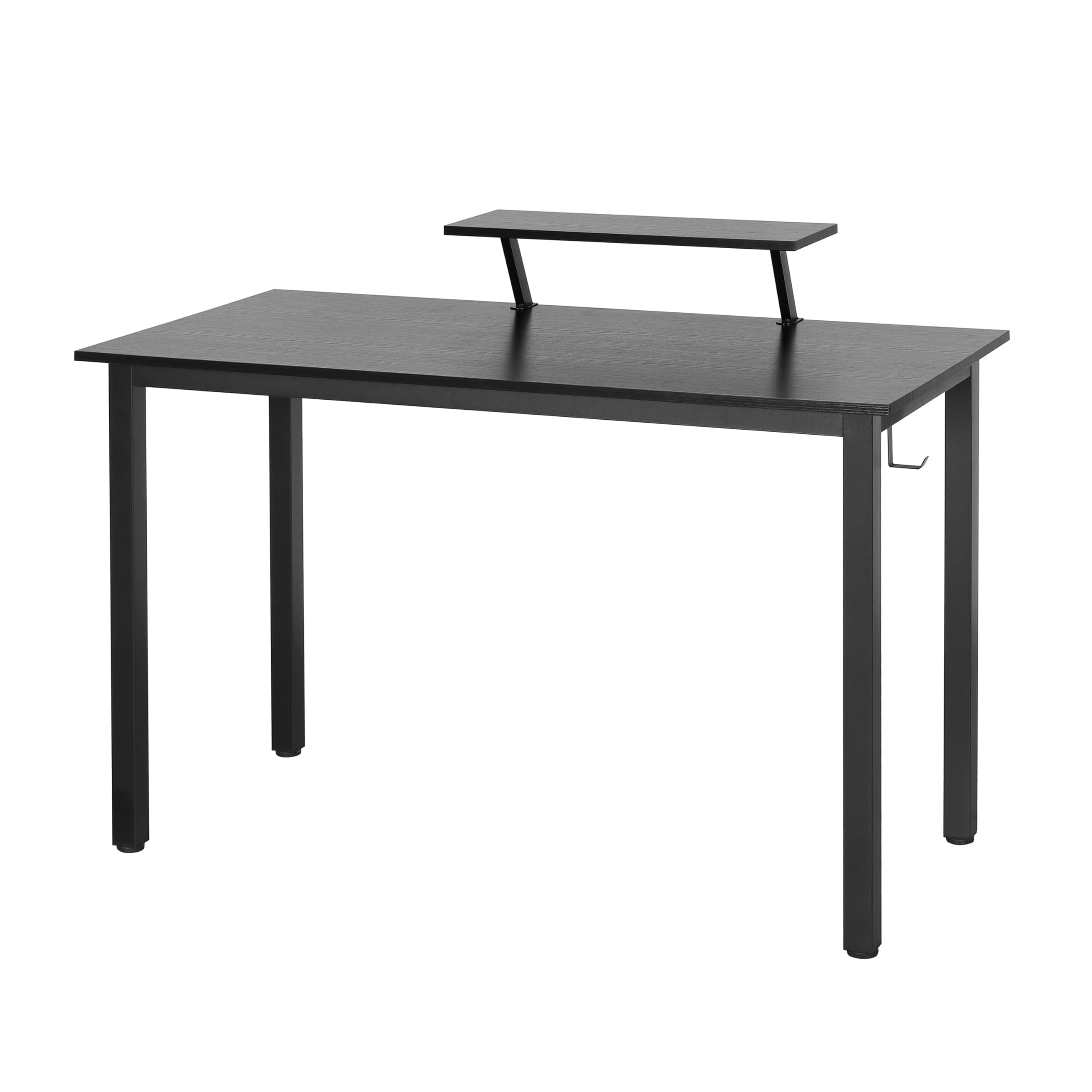 Techni Mobili Industrial Minimalist Writing Desk - Adjustable Storage Shelf & Accessory Holder - Engineered Wood & Powder Coated Steel Frame Computer Study Desk - Perfect for Home Office, Small Spaces & Modern Workspaces (Black)