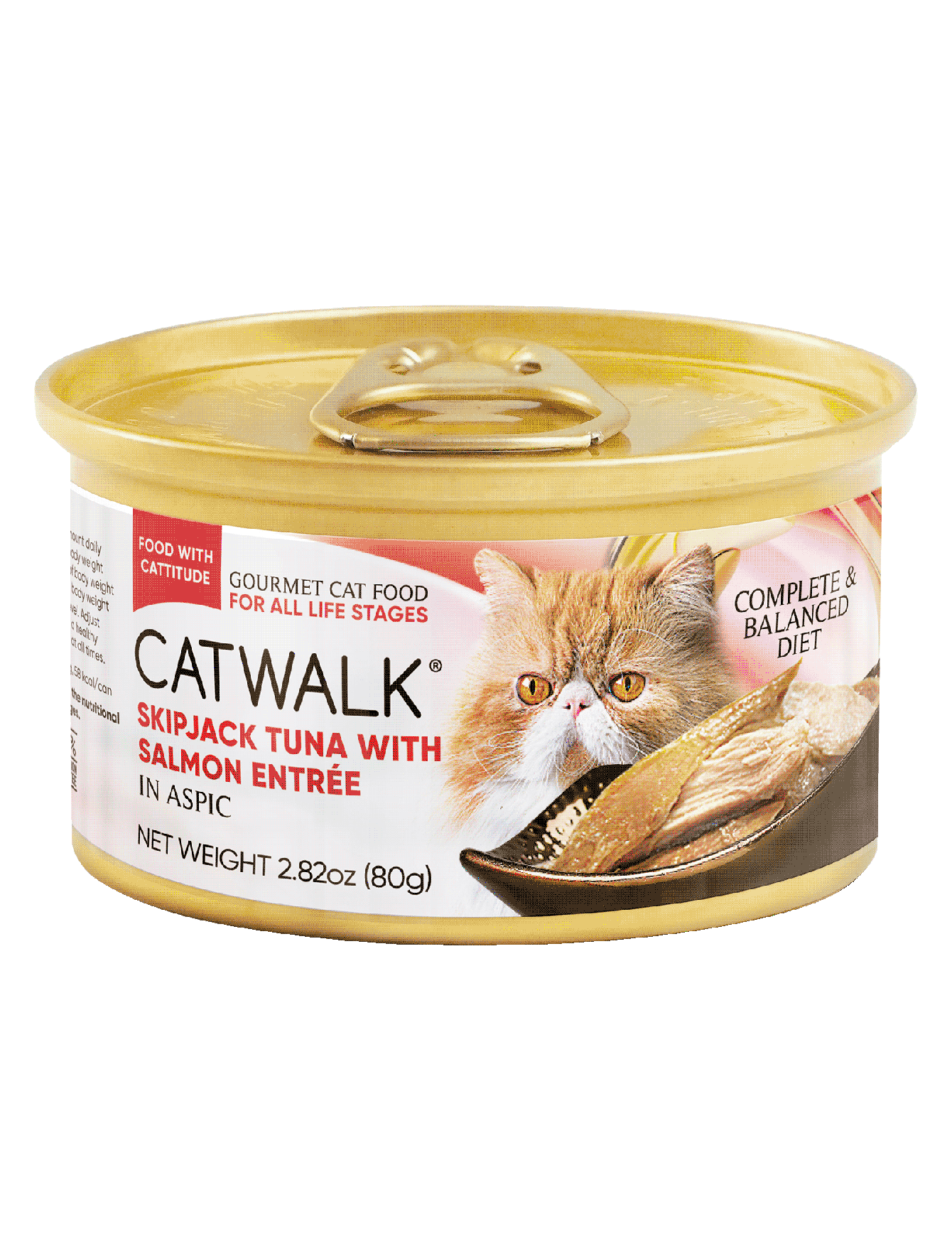 Premium Catwalk Skipjack Tuna & Salmon Entrée in Aspic - Grain-Free Wet Cat Food (80g) - Delicious Meal for Adult Cats, Perfect for Special Occasions or Daily Treats