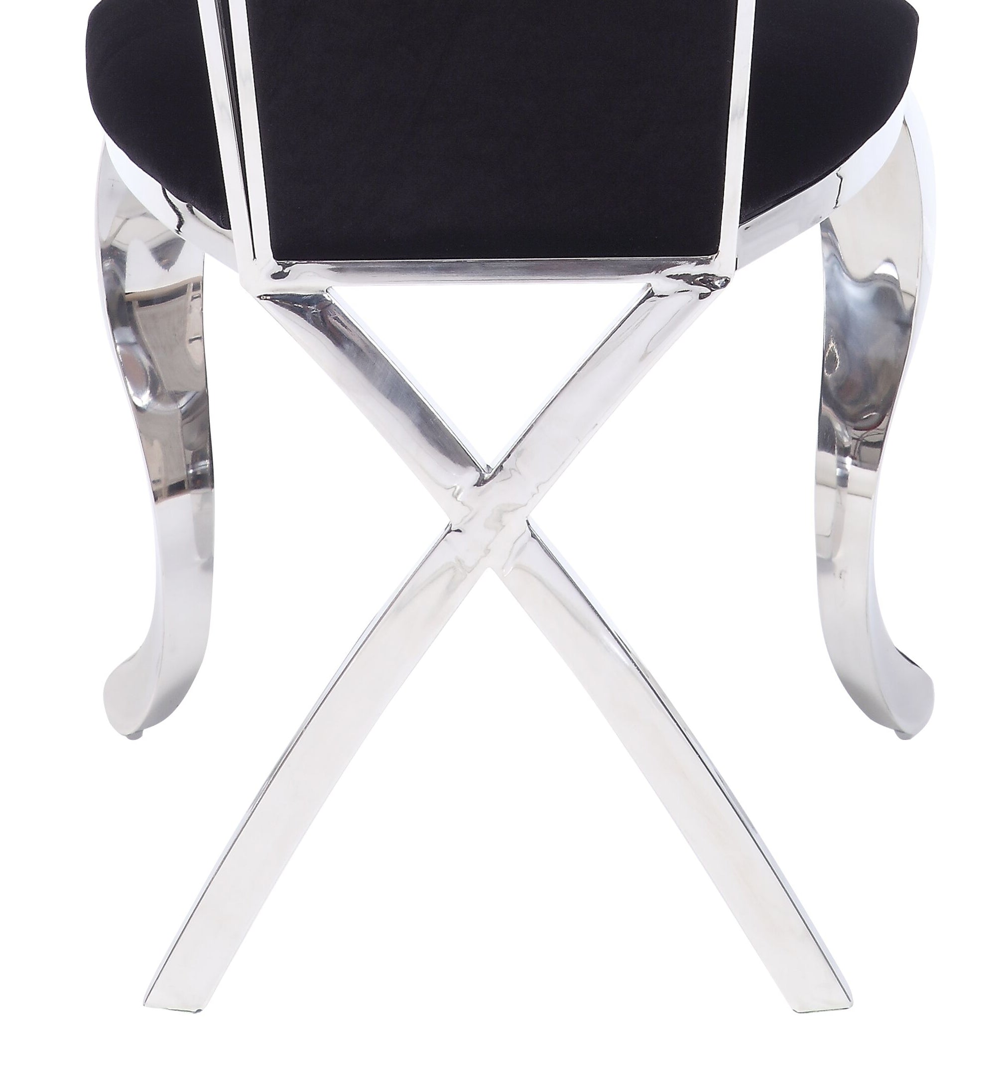 Modern Black & Stainless Steel X-Back Dining Chairs - Set of 2 Contemporary Metal Side Chairs for Kitchen, Dining Room, Office or Outdoor Patio
