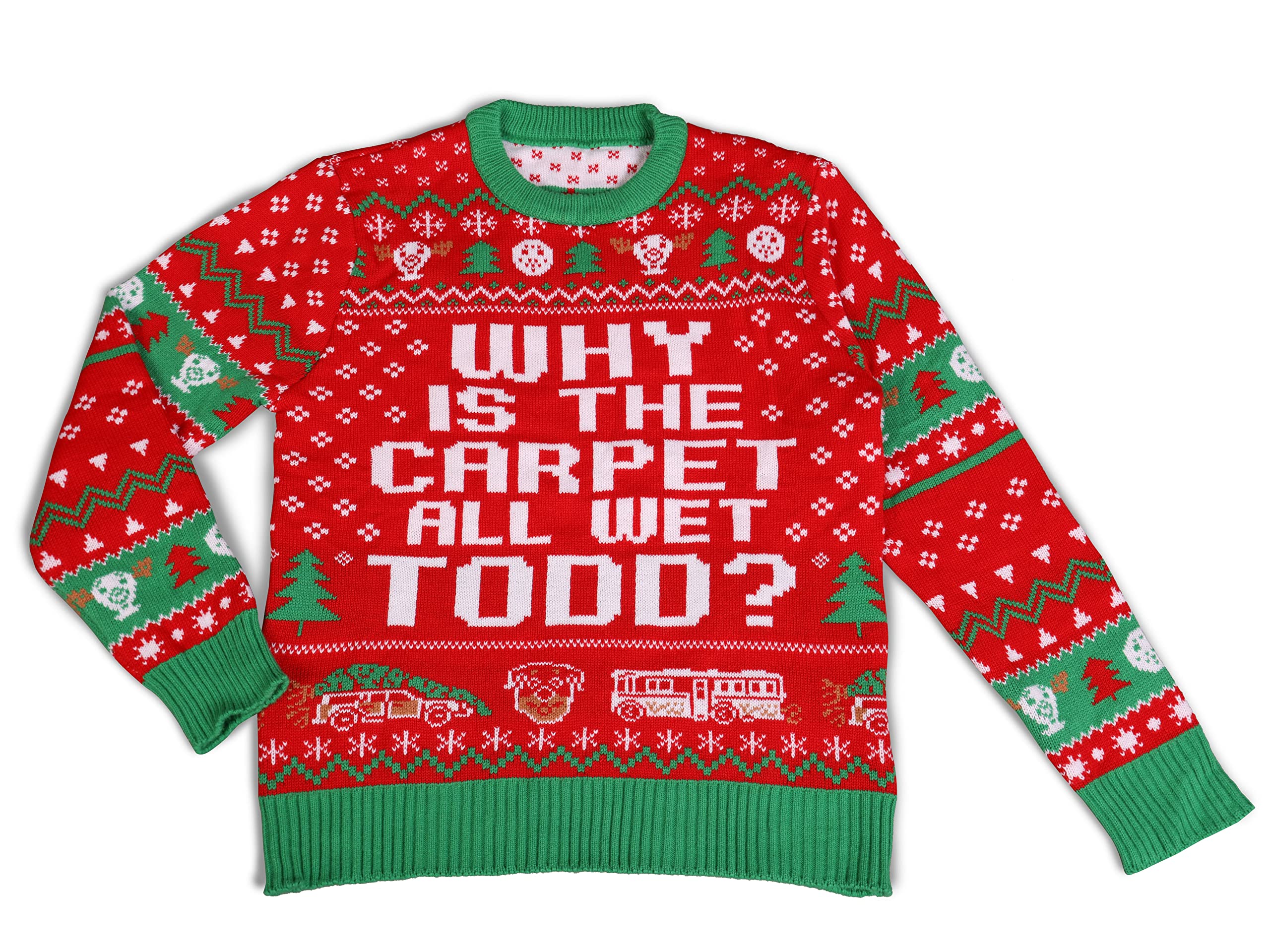 Todd Red Ugly Christmas Sweater - Funny Christmas Vacation Movie Quote Sweatshirt for Holiday Parties & Festive Gatherings