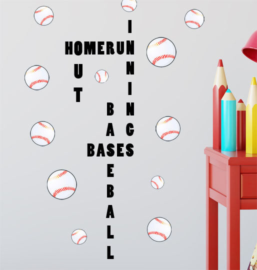 Baseball Wall Decals for Boys Room - Sports Themed Kids Bedroom Decor - Perfect for Nursery, Playroom & Game Room Decorations