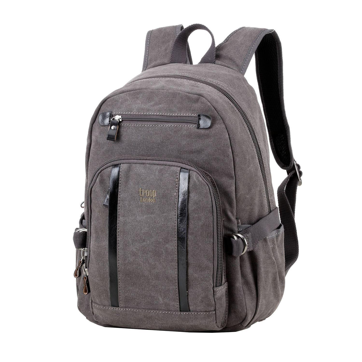 TRP0256 Troop London Classic Canvas Backpack - Medium Size Durable School & Travel Backpack for Men & Women - Perfect for College, Commuting & Outdoor Adventures