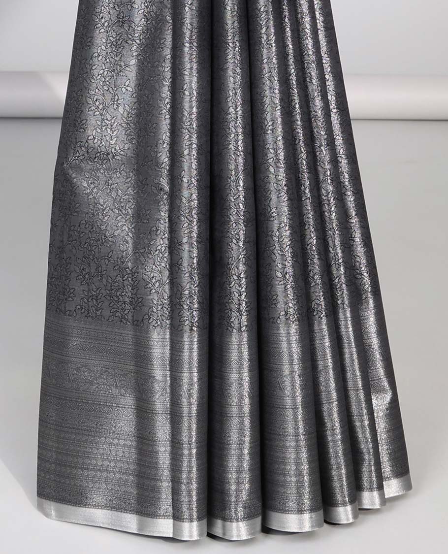 Elegant Black Jacquard Budget Silk Saree with Self Zari Border & Traditional Zari Pallu - Perfect for Weddings, Festivals & Cultural Events