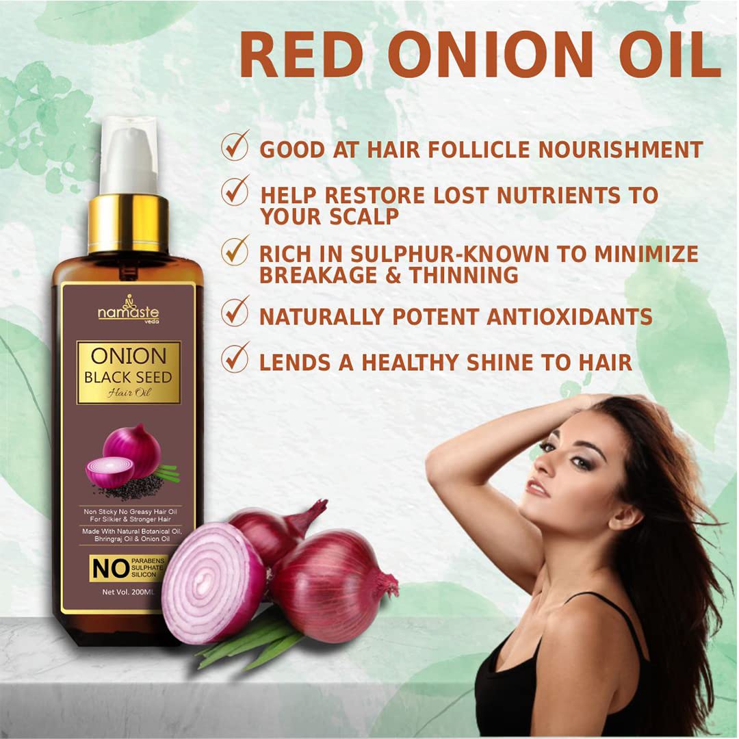 Onion Hair Oil & Hair Growth Serum for Stronger, Thicker Hair | Reduce Hair Fall & Nourish Scalp | Non-Sticky, Non-Greasy Formula | Promotes Long, Healthy Hair | Perfect for Daily Hair Care & Scalp Treatment