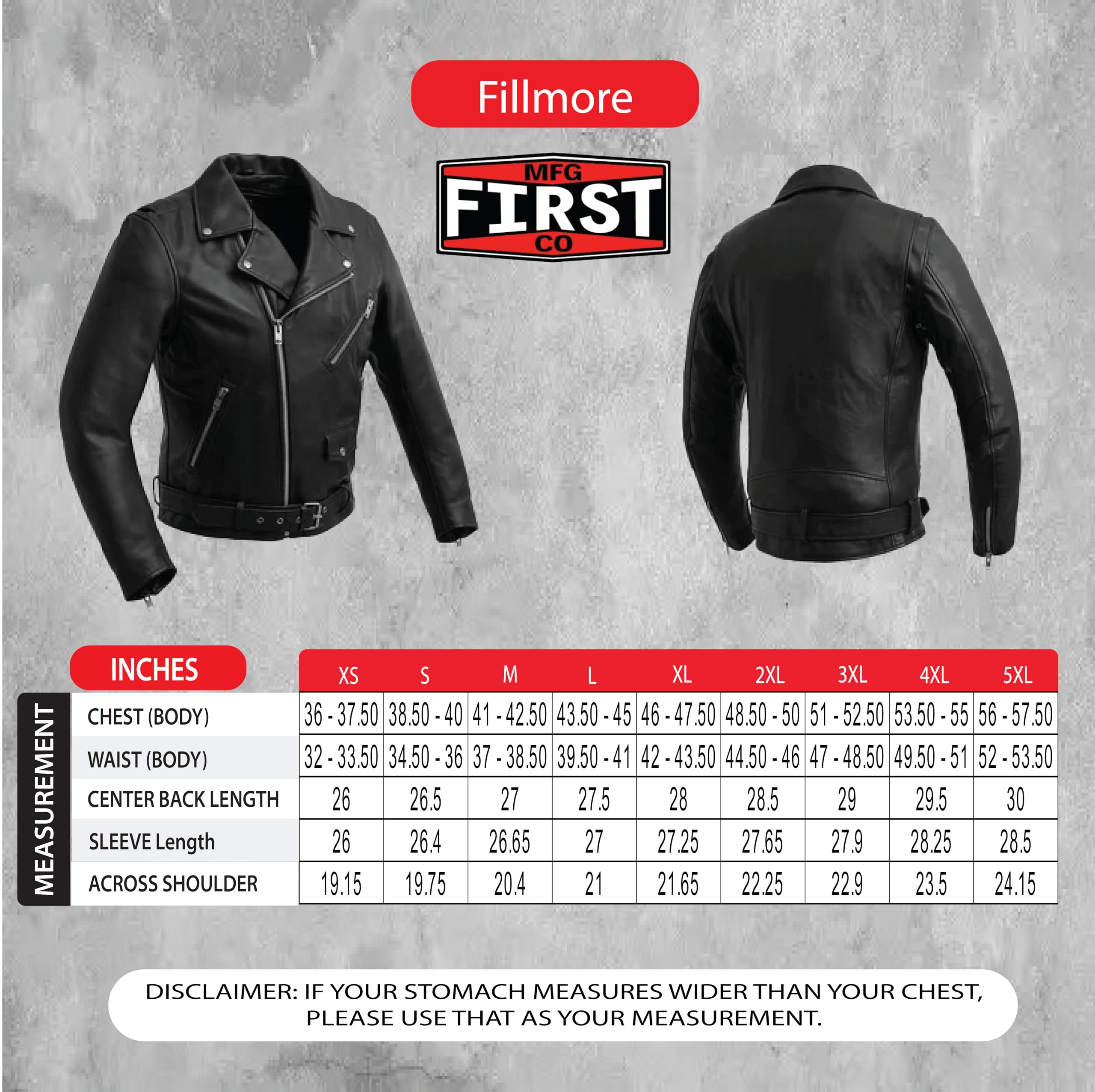 First Mfg Co Fillmore Men's Motorcycle Leather Jacket - Biker Riding Jacket for Men - Durable & Stylish for Harley, Cruiser & Road Trips