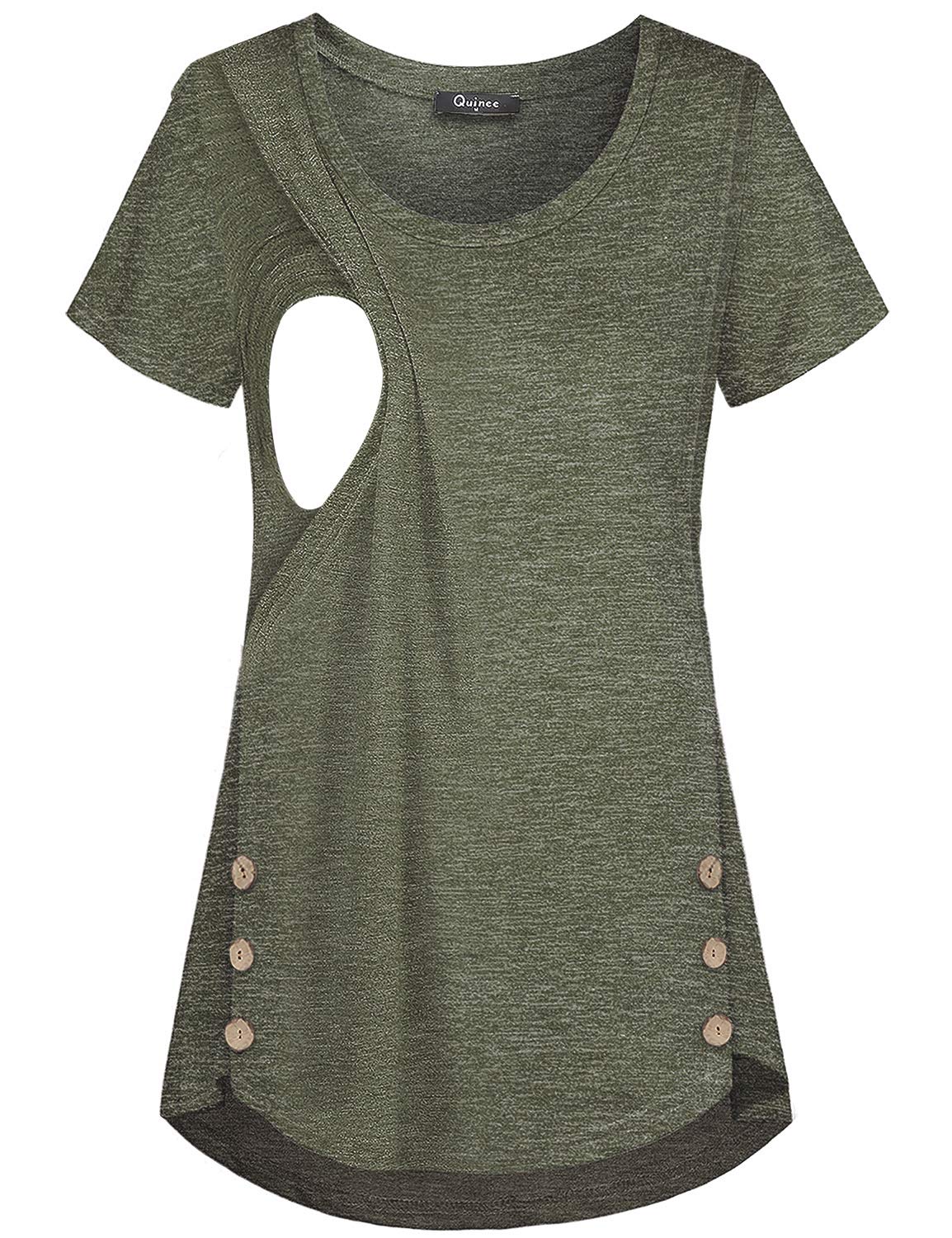Quinee Women's Casual Nursing Top - Button Side Maternity Shirt for Breastfeeding - Comfortable & Stylish Tunic for Nursing Moms - Perfect for Daily Wear, Outings & Mother-Baby Bonding Time