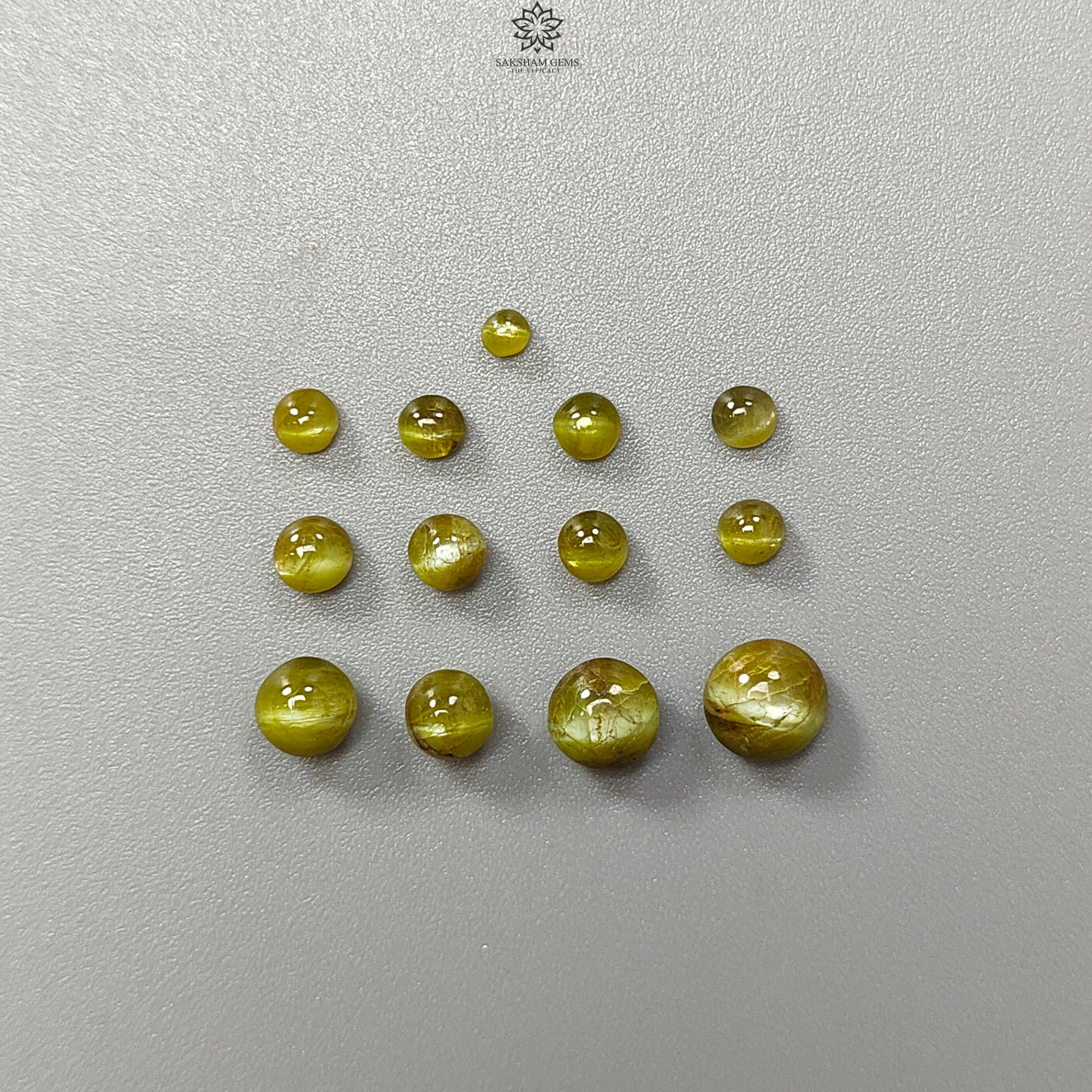 Natural Chrysoberyl Cat's Eye Gemstone Cabochons - Untreated, Unheated Round Shape (12pcs/13pcs Lots) - June Birthstone for Jewelry Making - Perfect for Rings, Pendants & Healing Crystal Collections