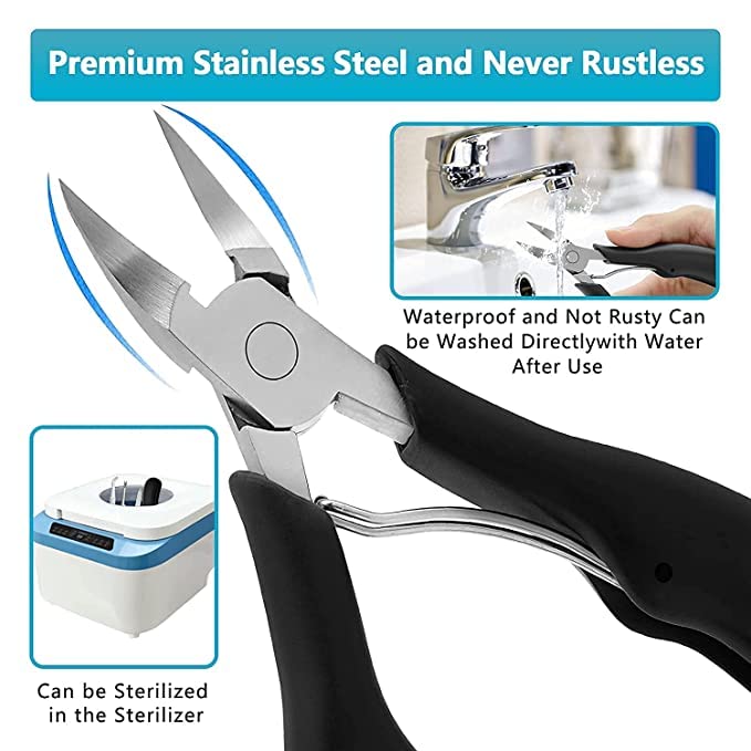 SHUANGYOU Professional Toe Nail Clippers for Thick & Ingrown Toenails - Ultra Sharp Curved Blade Pedicure Tool for Men & Women - Perfect for Home Grooming, Travel & Salon Use - Black (1 Pack)