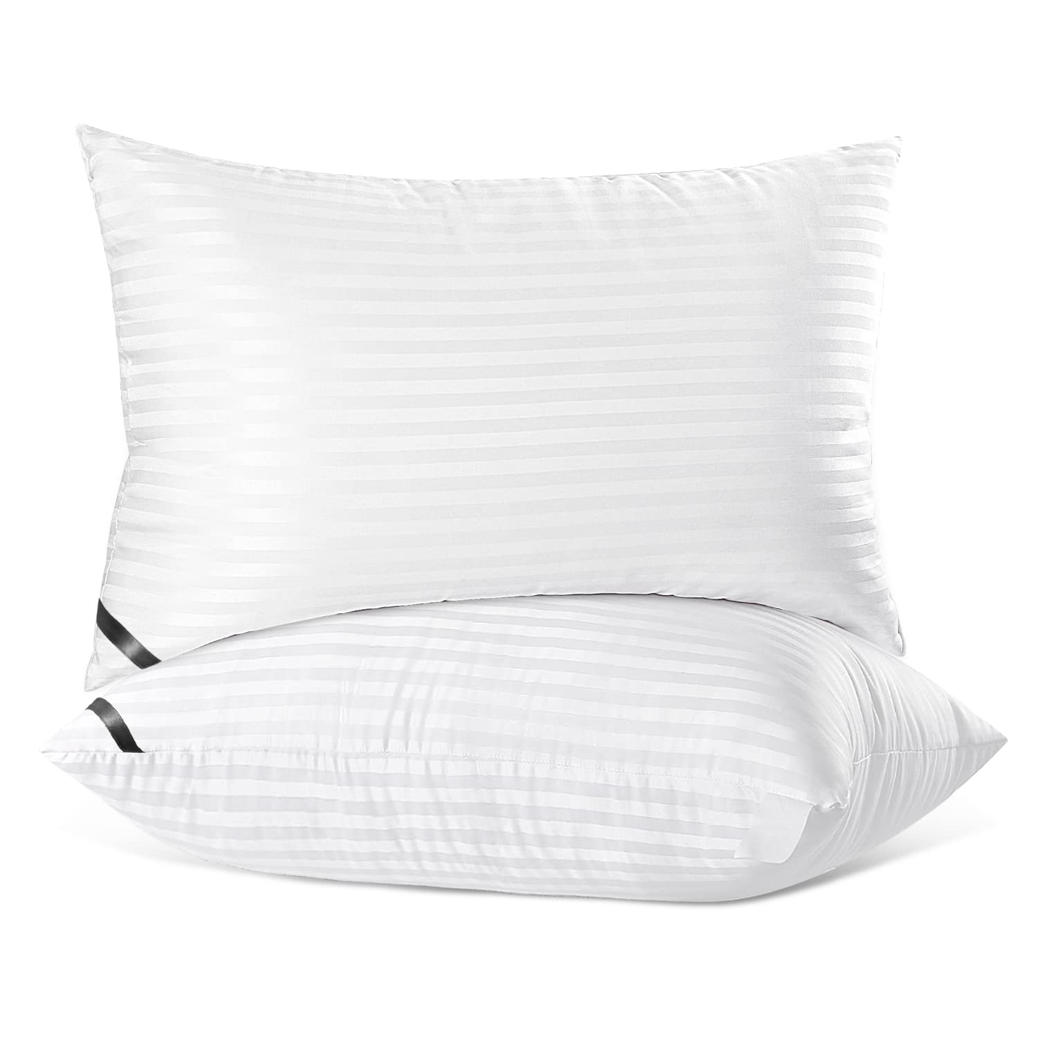 TECHTIC Queen Size Pillows 2 Pack - Super Soft Down Alternative Microfiber Filled Bed Pillows for Side & Back Sleepers (20x30 Inches) - Perfect for Back Pain Relief & Comfortable Sleep