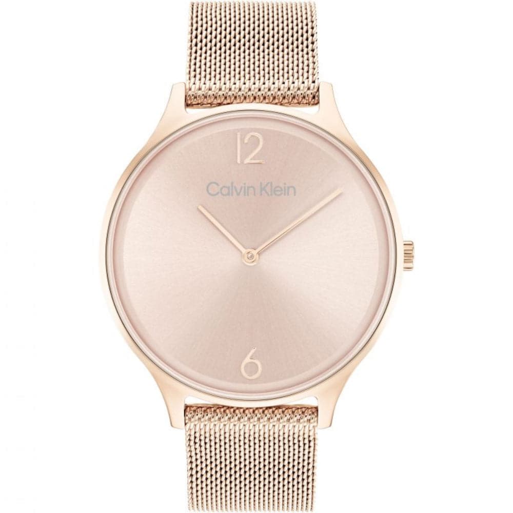Calvin Klein Women's Rose Gold Watch with Milanese Strap - Elegant Rose Gold Dial, Minimalist Design for Everyday Wear & Special Occasions | Model 25200002