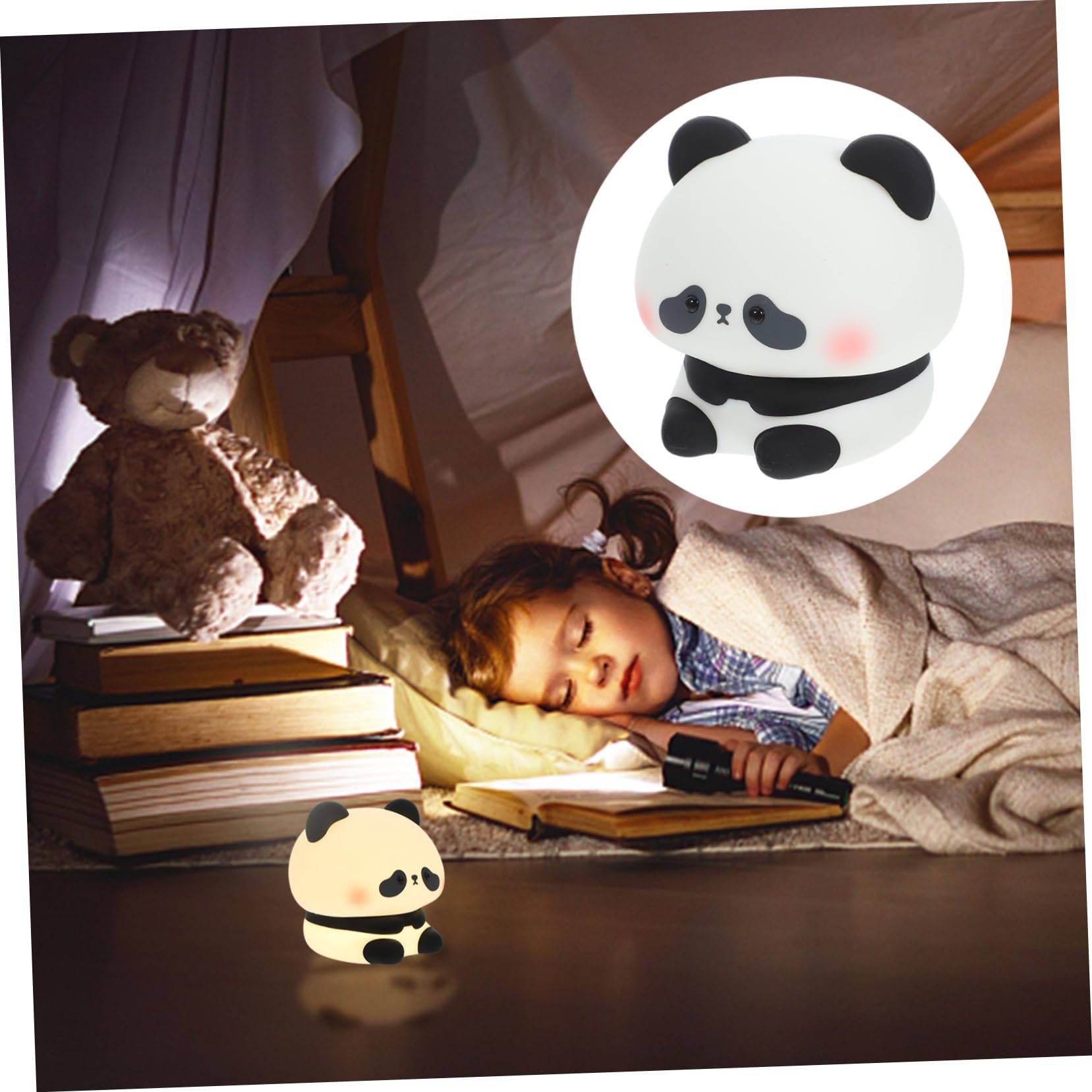 Panda Night Light - Cartoon Pumpkin LED Desk Lamp for Kids, Bedroom, Nursery | Cute Nightstand Light with Soft Glow for Reading, Relaxation, and Nighttime Comfort