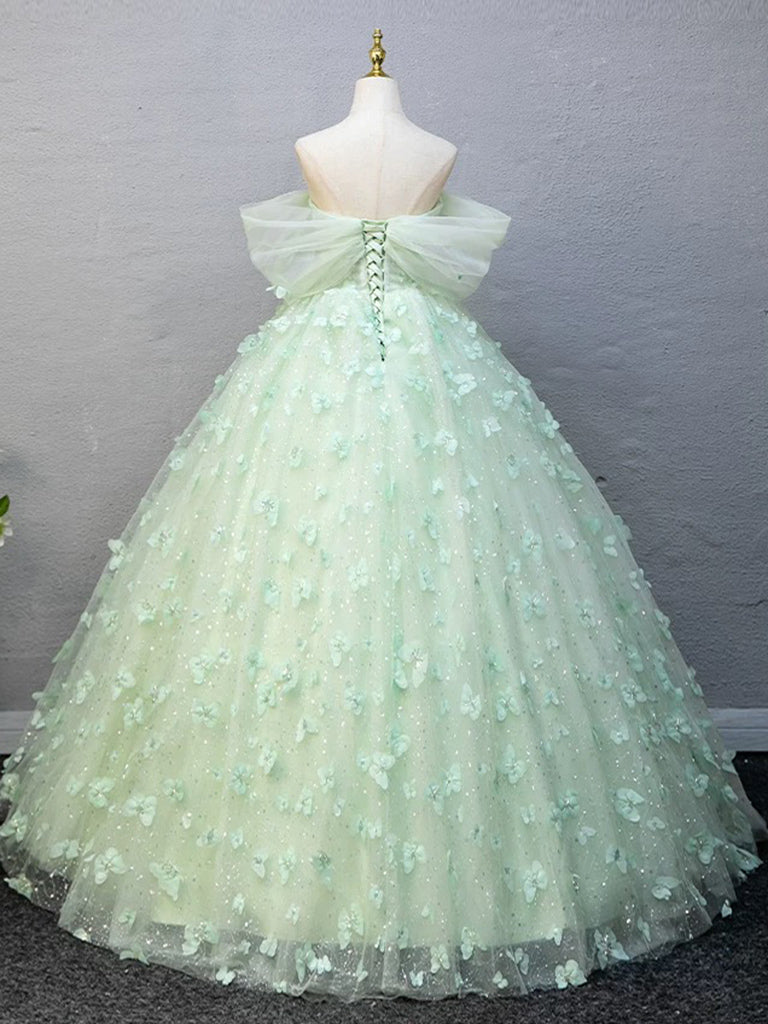 Elegant A-Line Tulle Lace Green Long Prom Dress for Women - Formal Evening Gown for Homecoming, Ball, Wedding Guest - Perfect for Special Occasions & Parties
