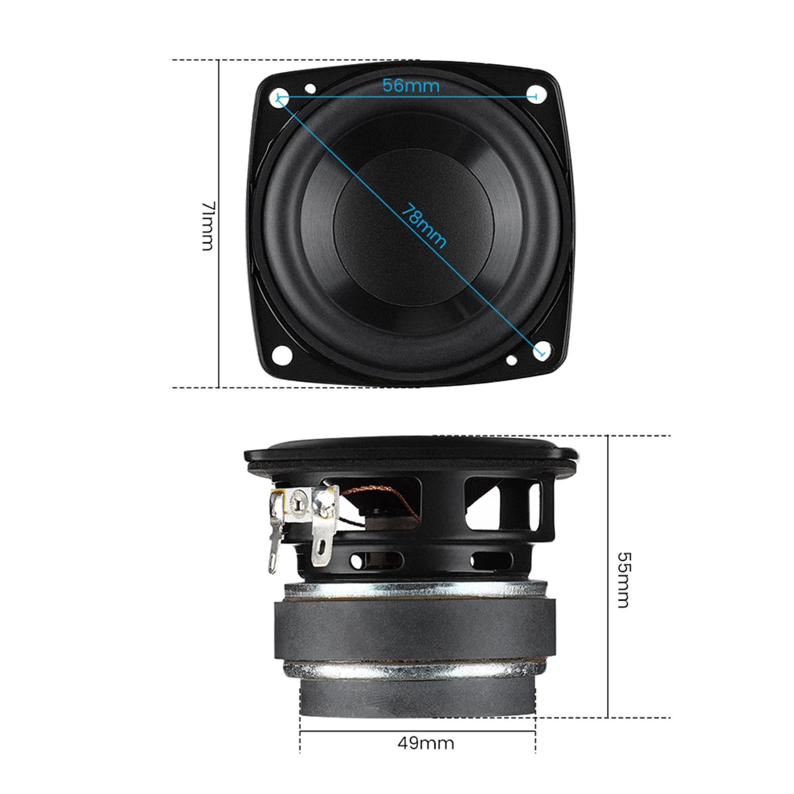 2Pcs 2.75 Inch Mid-Woofer Speakers 4 Ohm 40W Bass Long Stroke Loudspeakers - High Performance Audio for JBL Bookshelf Speakers | Perfect for Home Theater, Car Audio & DIY Speaker Upgrades