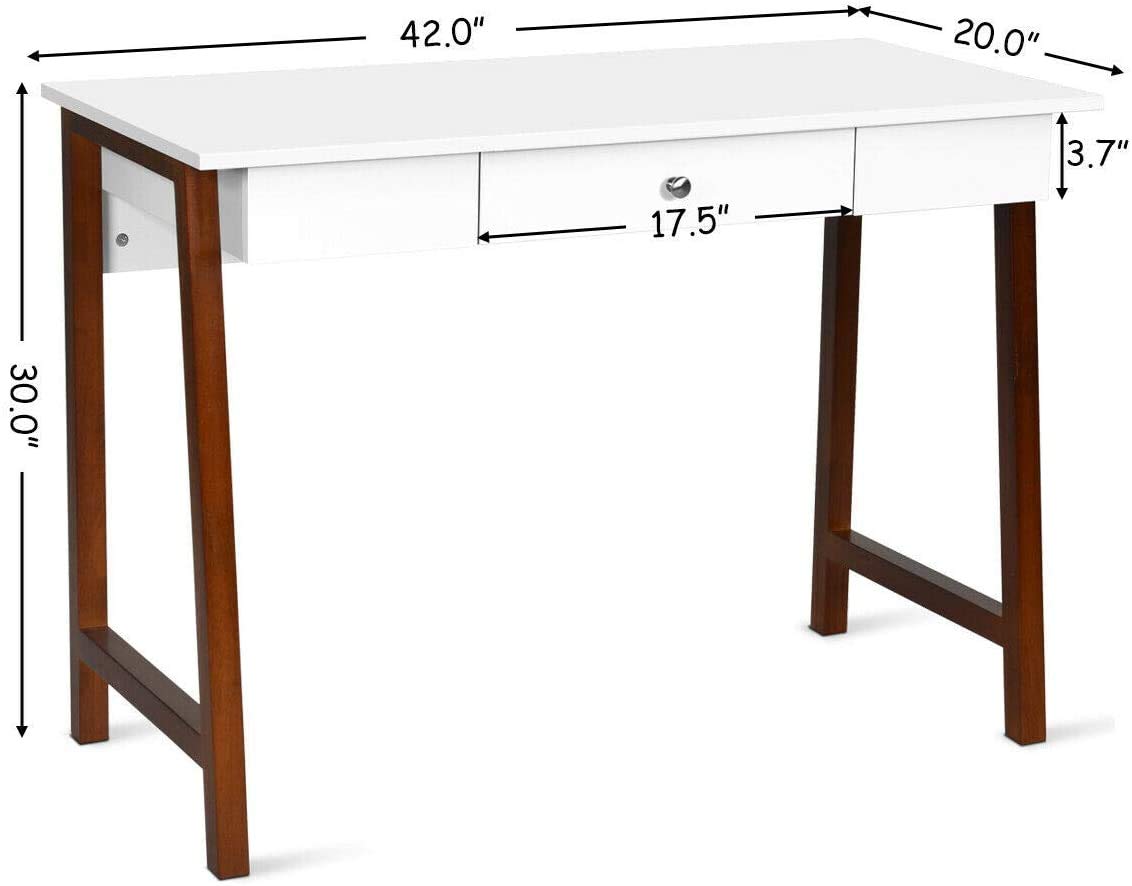 Tangkula White Computer Desk with Storage - Home Office & Study Desk for Work & Makeup