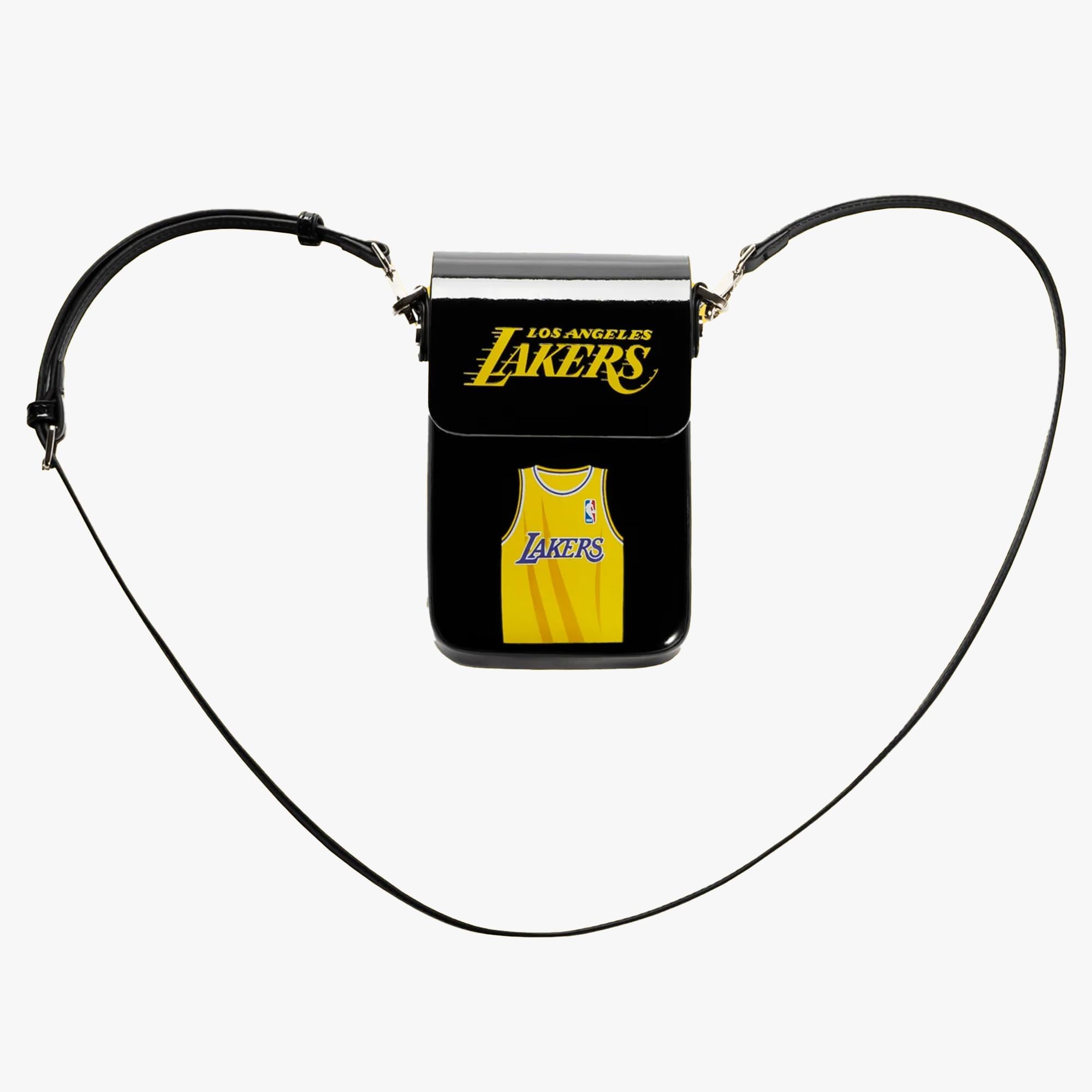 **3POINTS NBA Los Angeles Lakers Phone Crossbody Bag - Small Black Basketball Fan Gear for Game Day & Travel**