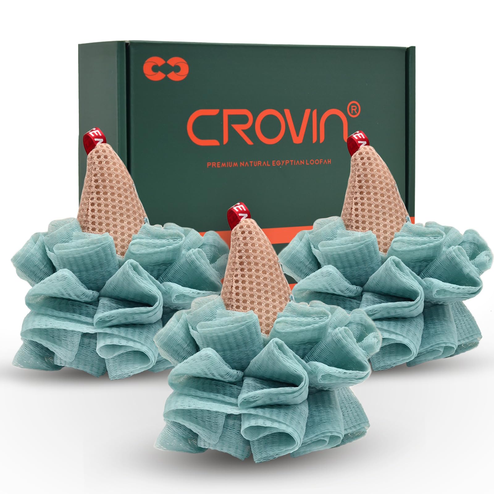 Exfoliating Body Scrubber - 4 Pack Ice Cream Shower Pouf Mesh Ball Bath Loofah Sponge for Men & Kids (Blue) | Gentle Skin Cleansing & Exfoliation for Daily Shower & Spa Use