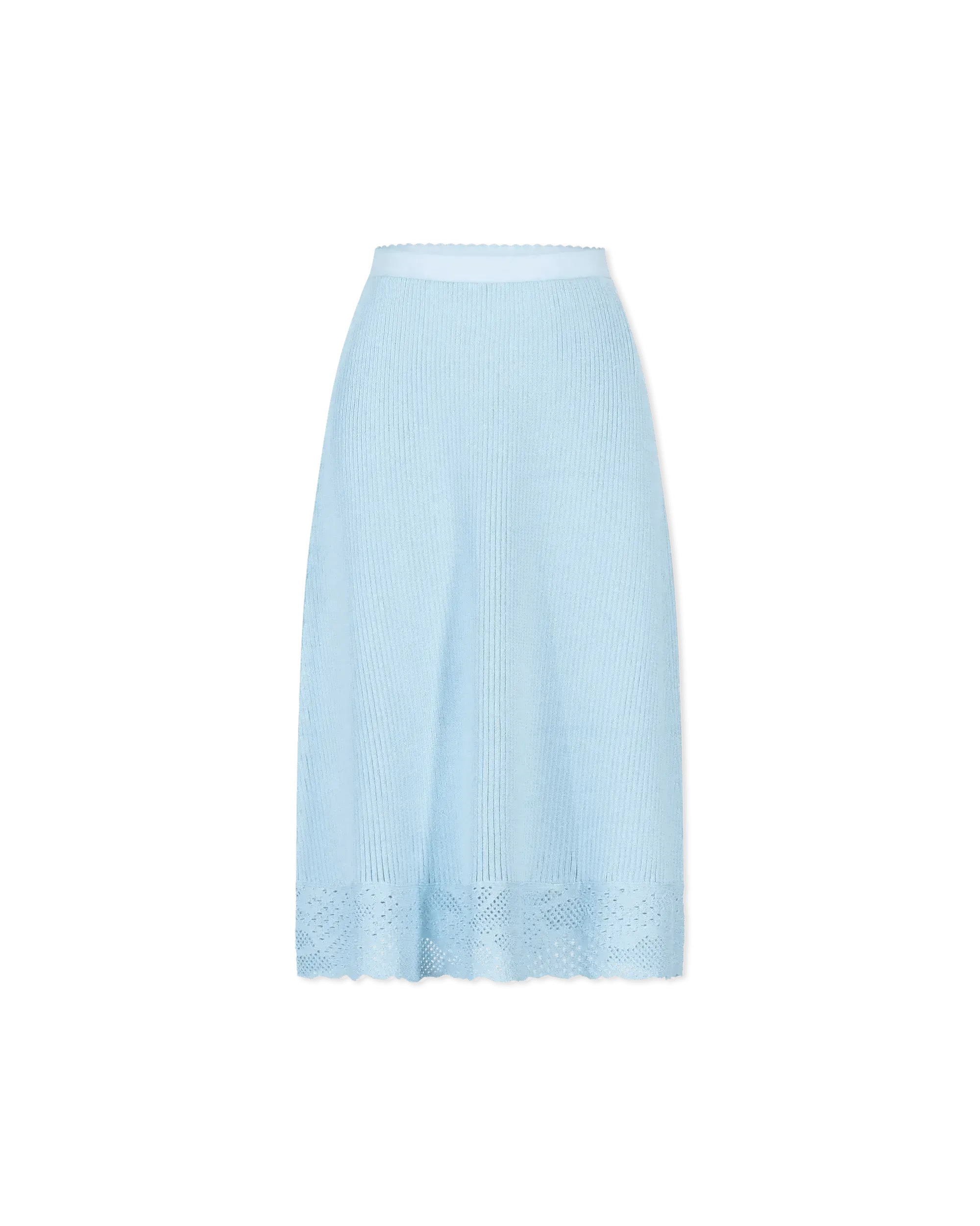 Lace Viscose Knit Slip Skirt for Women - Soft Stretchy Midi Skirt with Floral Lace Trim - Perfect for Casual Wear, Date Night & Summer Outfits