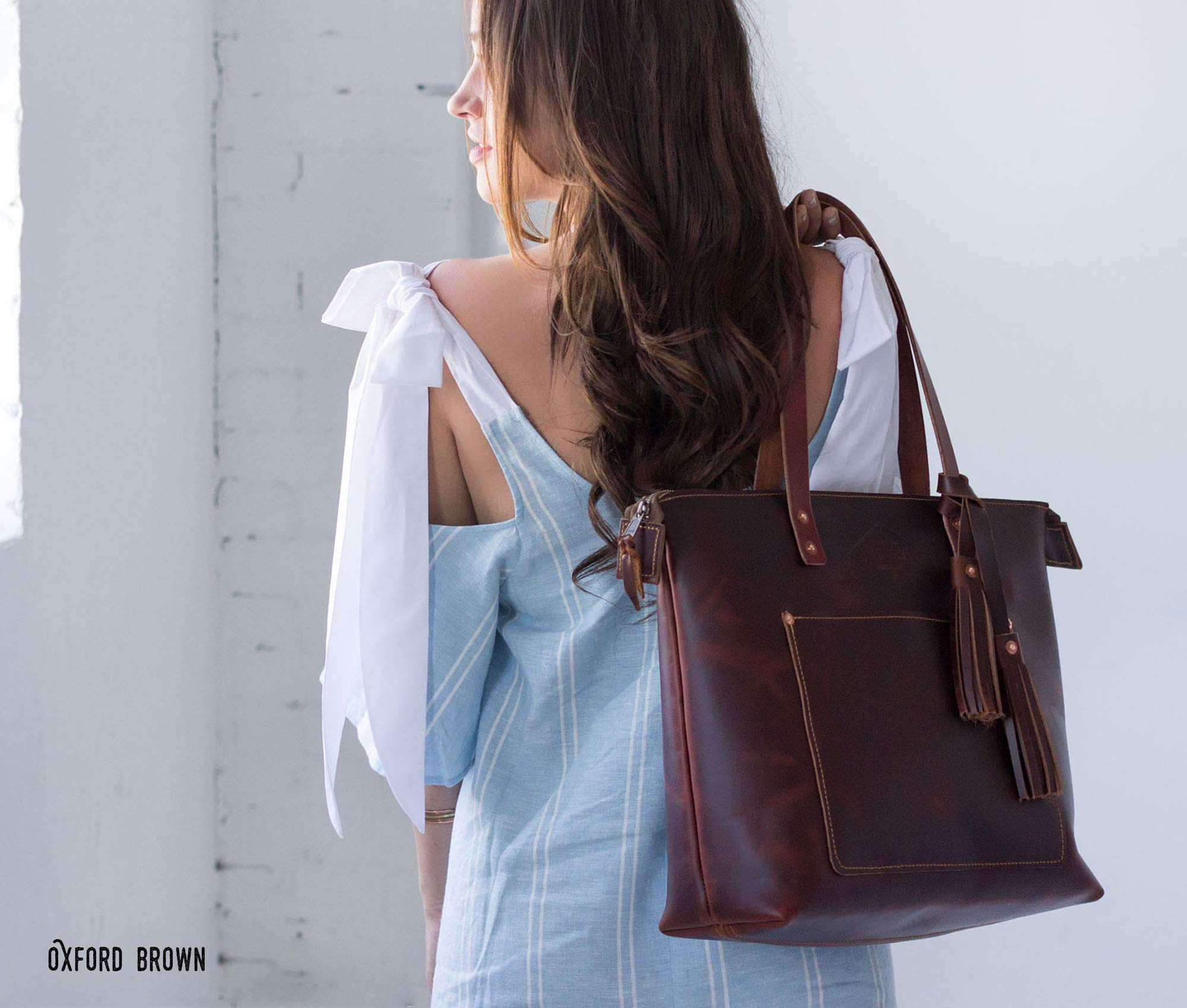 Premium Genuine Leather Tote Bag for Women - Handcrafted in USA - Monogrammed Designer Handbag & Purse - Perfect for Work, Travel & Everyday Use