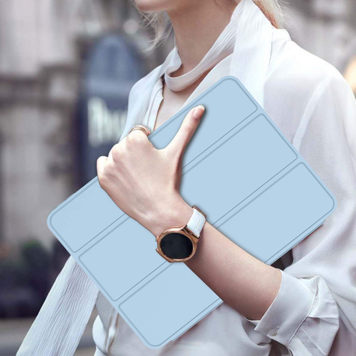 ZryXal iPad Air 11 Inch Case for M3 2025 & M2 2024 Models, Compatible with iPad Air 5th/4th Gen 2022/2020 10.9 Inch - Auto Wake/Sleep & Touch ID Support - Protective Cover for Work, School & Travel (Sky Blue)