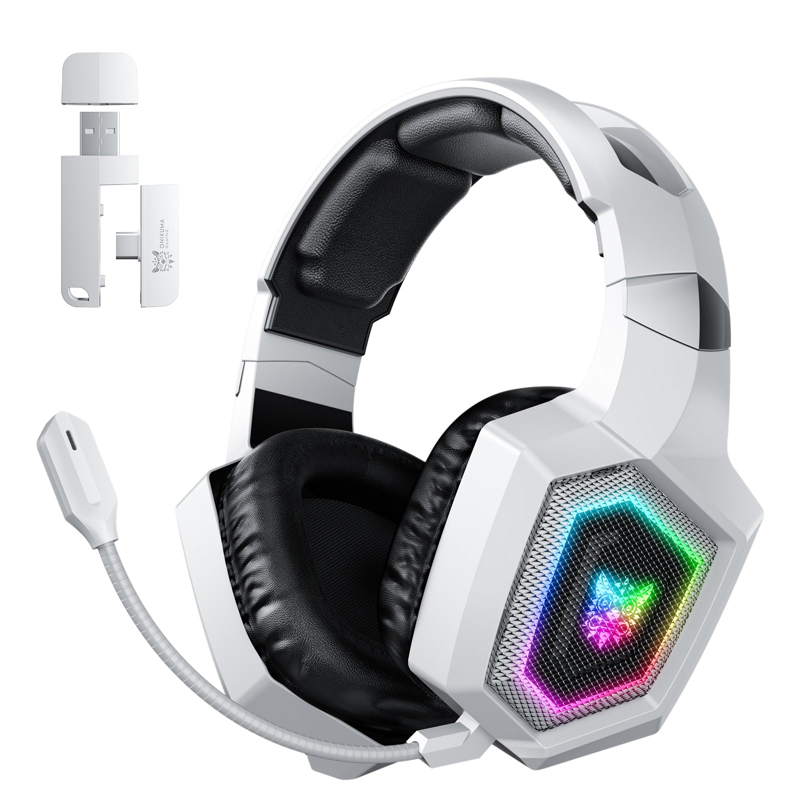 ONIKUMA GT806 Wireless Gaming Headset with Microphone - Bluetooth 2.4G/3.5mm Wired Dual Mode, Lightweight Over-Ear Headphones for PC, PS4, Xbox, Nintendo Switch - Perfect for Esports, Streaming & Online Gaming