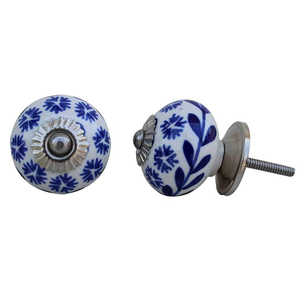 6 Pack Blue Ceramic Flower Drawer Knobs - Elegant Kitchen Cabinet & Dresser Handles for Home Decor - Perfect for Bedroom, Bathroom & Office Furniture Upgrade