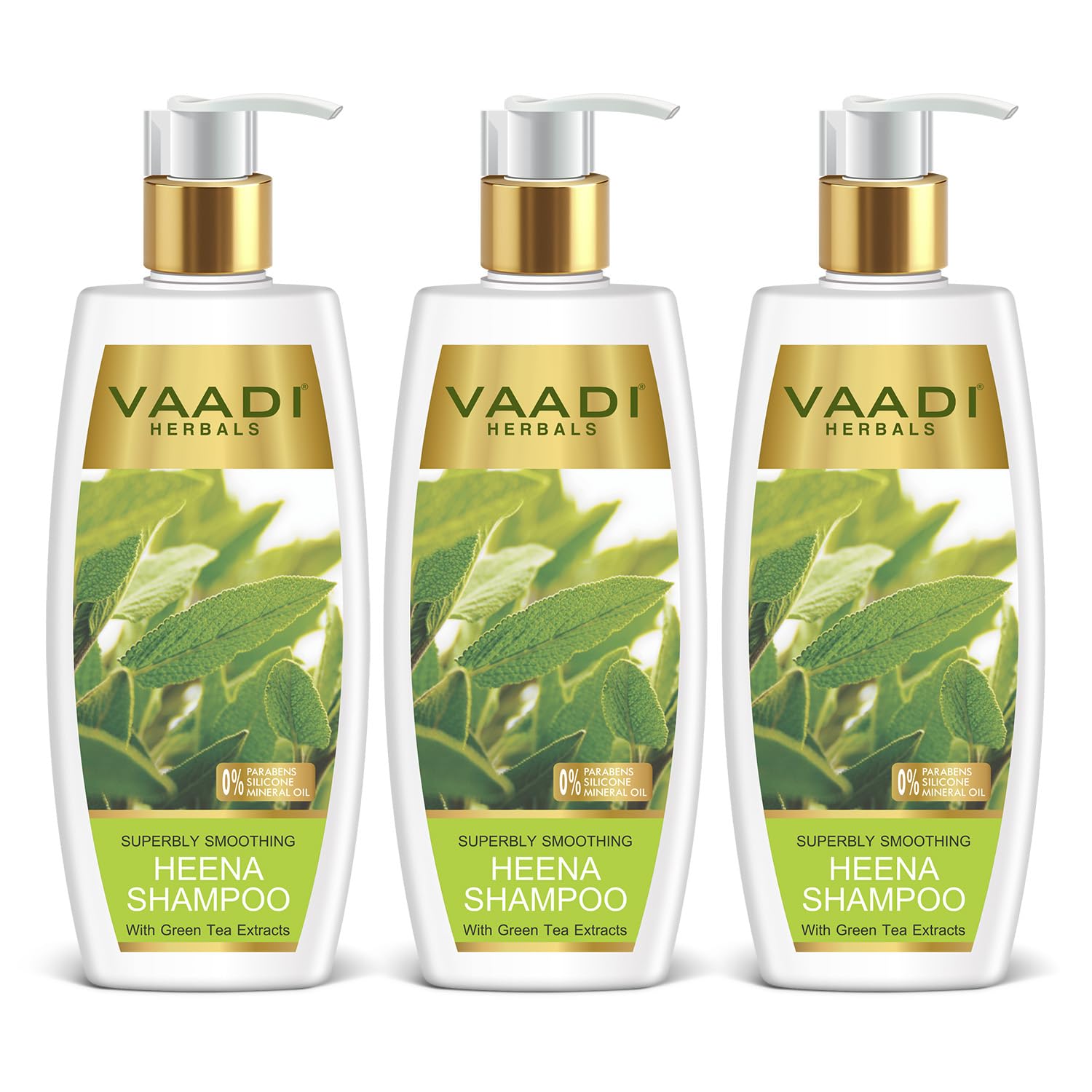 Vaadi Herbals Superbly Smoothing Henna Shampoo for Hair Growth & Damage Repair - 350ml (Pack of 3) - Natural Ayurvedic Formula for Dry, Frizzy Hair - Perfect for Daily Use & Salon-Quality Results at Home