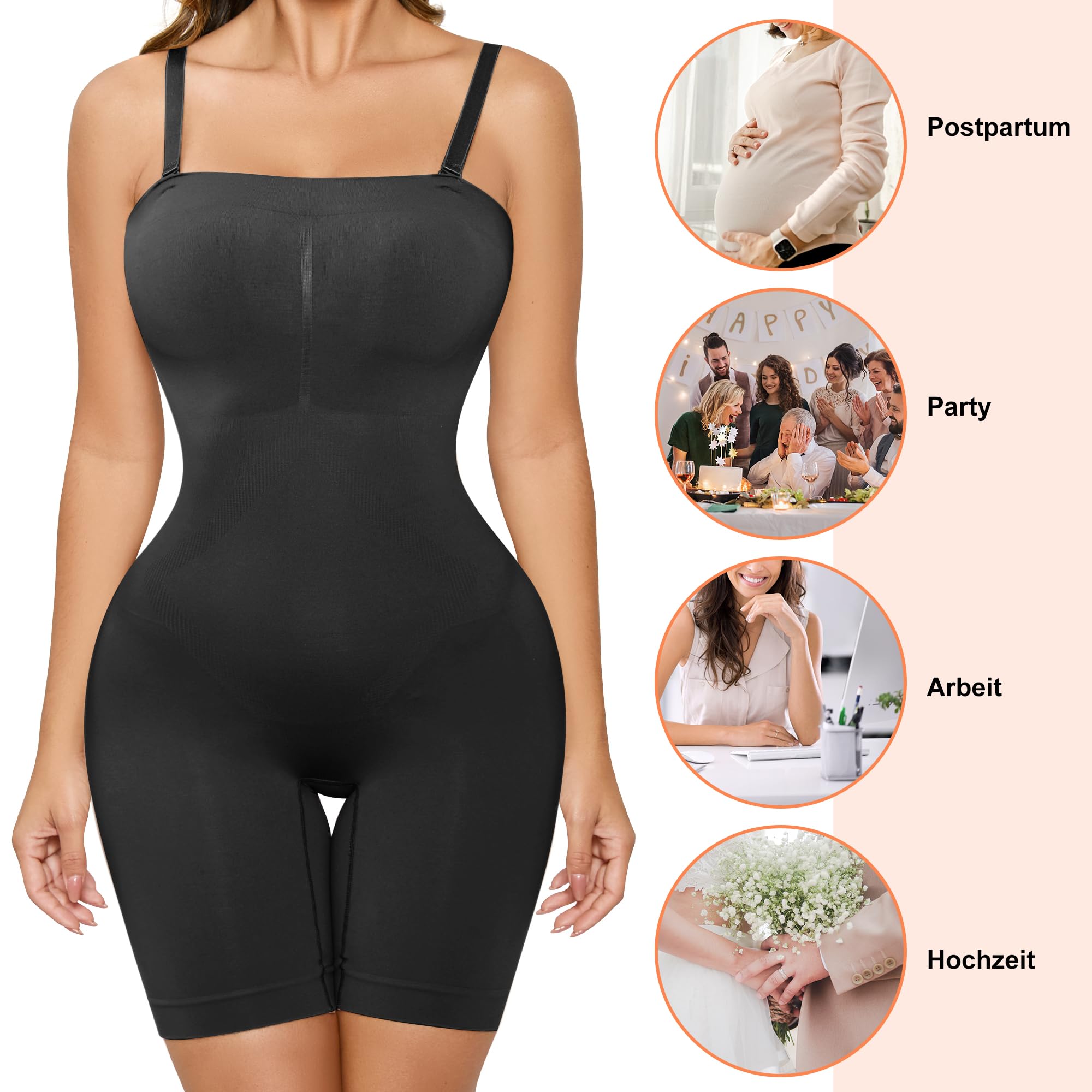 FXTYK Women's Strapless Shapewear Bodysuit - Tummy Control & Full Body Sculpting with Adjustable Detachable Shoulder Straps | Seamless Slimming Shorts for Wedding, Evening Dress, and Everyday Wear