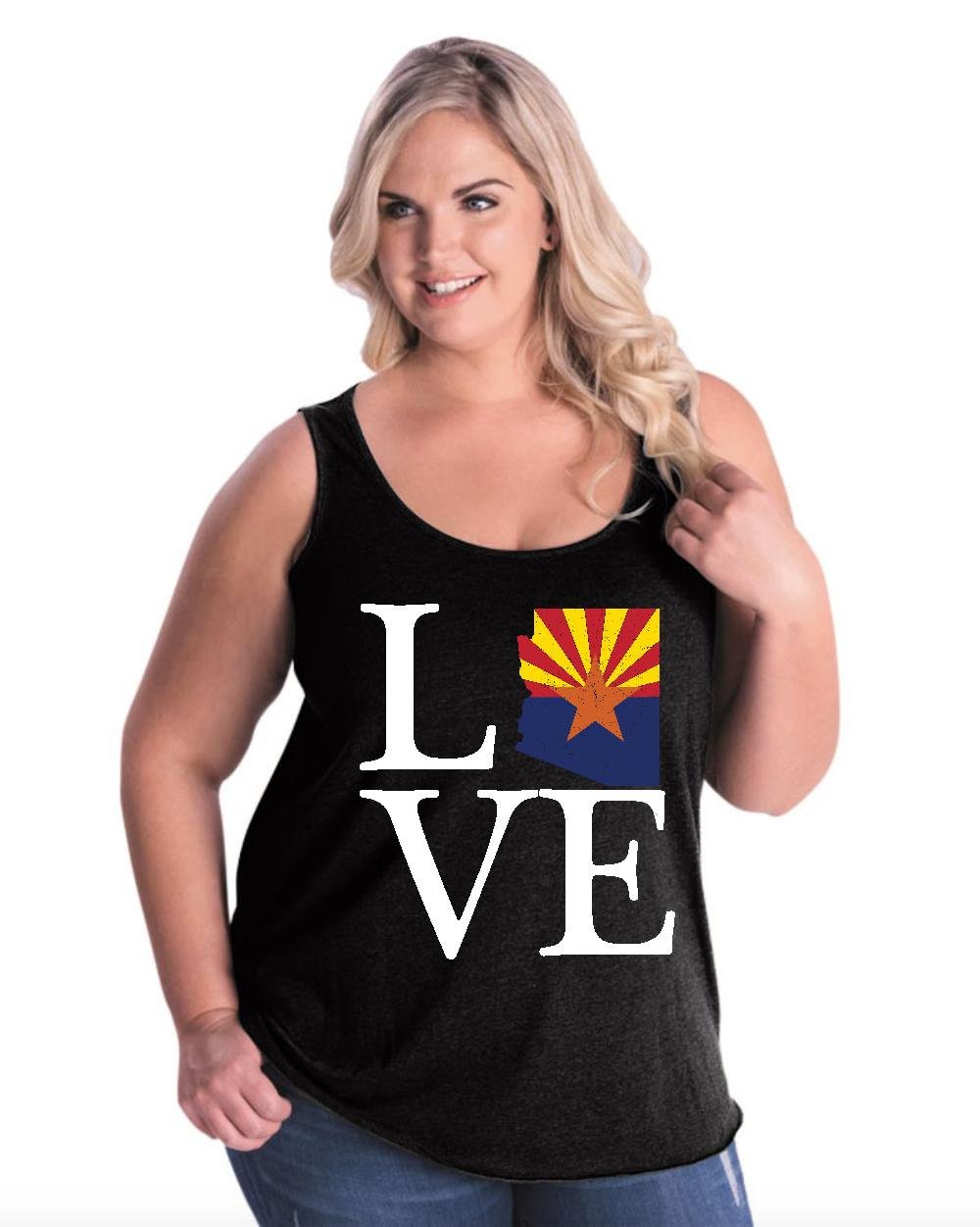 Arizona State Flag Print Women's Plus Size Tank Top - Comfortable Curvy Fit, Perfect for Travel & Casual Wear - Ideal Gift for Sun Devils Fans & College Spirit