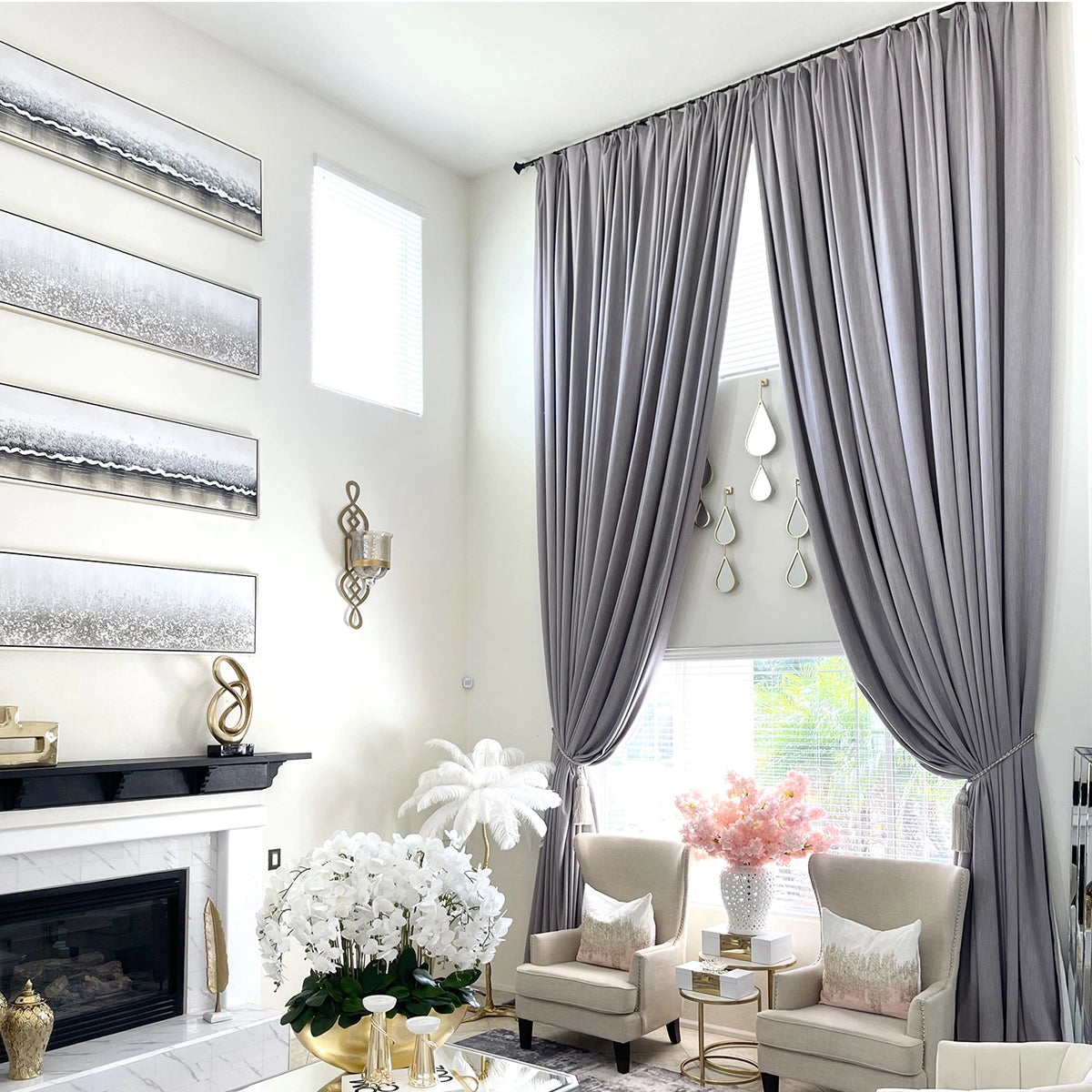 Pinch Pleated Blackout Curtains - 100% Linen Fabric for Modern Home Decor | Noise Reducing & Thermal Insulated Window Drapes for Bedroom & Living Room