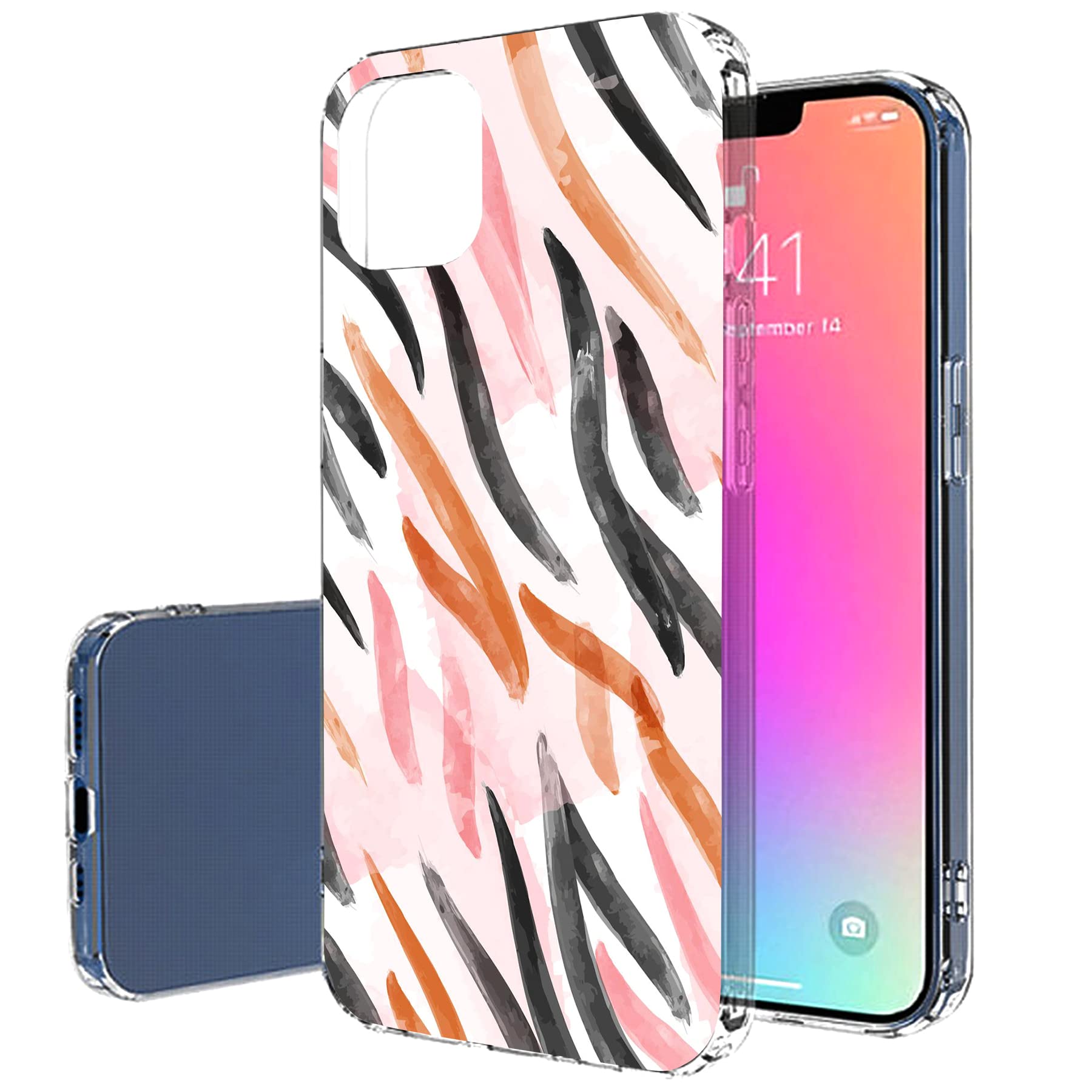 Slim Thin Gel TPU Case for Apple iPhone 13 Pro - Lightweight Flexible Soft Anti-Scratch Watercolor Fur Print Cover - Perfect for Everyday Use, Travel & Protection