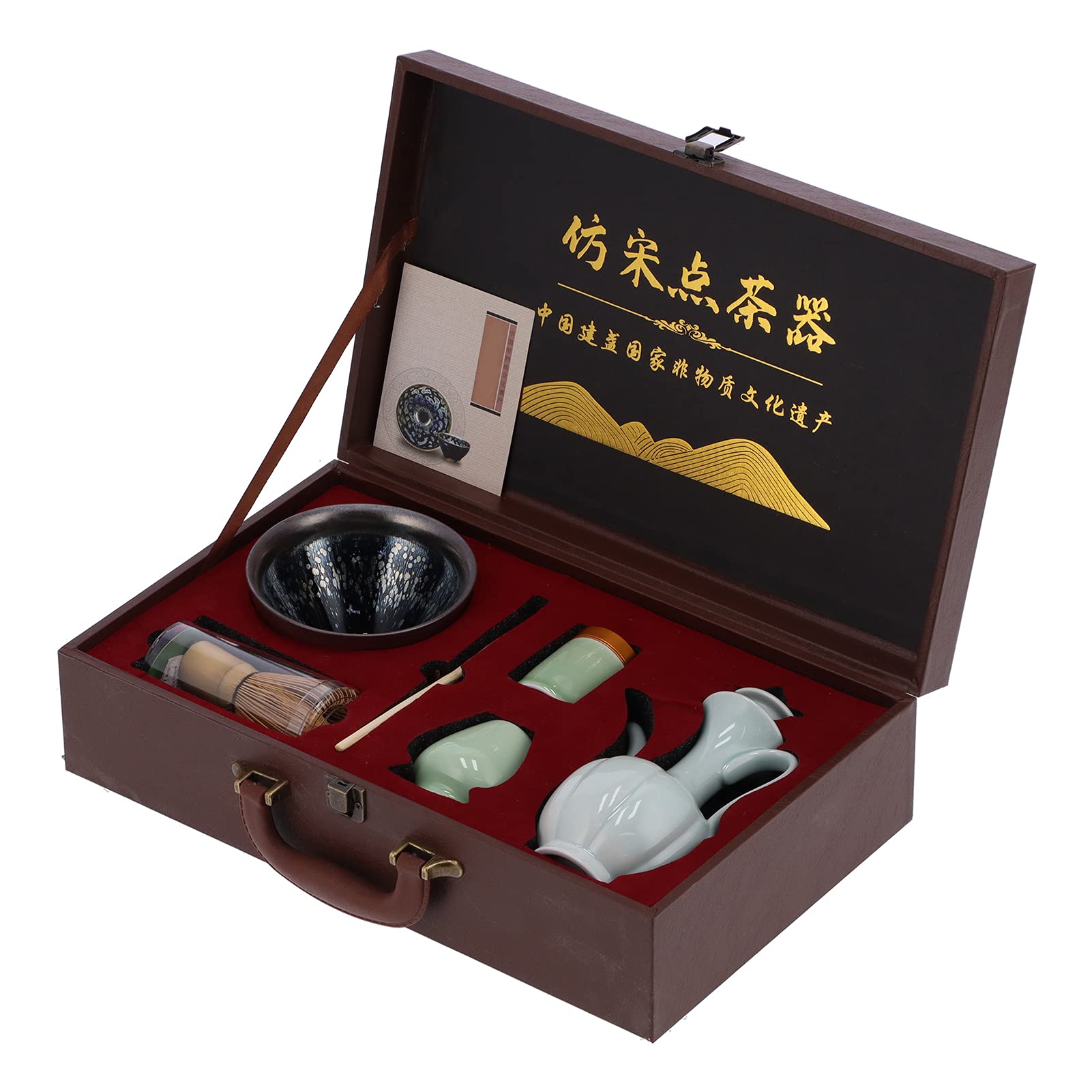 Premium Matcha Tea Set - Authentic Japanese Chasen Whisk, Ceramic Teacup, Bamboo Scoop & Tea Mat for Traditional Tea Ceremony (Oil Drop Design) - Perfect for Home Tea Brewing, Zen Meditation & Japanese Culture Enthusiasts