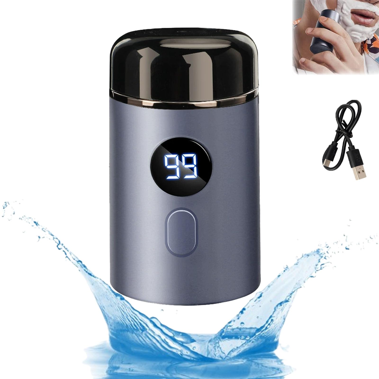 Doonai Mini Portable Electric Shaver - USB Rechargeable, Pocket-Size, Washable Unisex Razor for Travel, Gym & Daily Use (Blue)