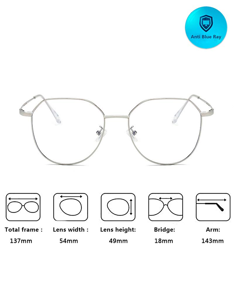 Blue Light Blocking Glasses for Computer & Gaming - Sirain Anti Blue Ray Round Frame Eyewear for Eye Strain Relief & Digital Screen Protection