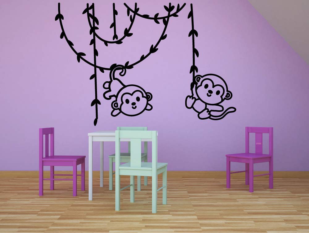 Adorable Baby Monkey Jungle Wall Sticker - 8x10 Inch Vinyl Decal for Kids Room, Nursery & Kindergarten Decor | Perfect for Wildlife Theme Bedrooms & Playrooms