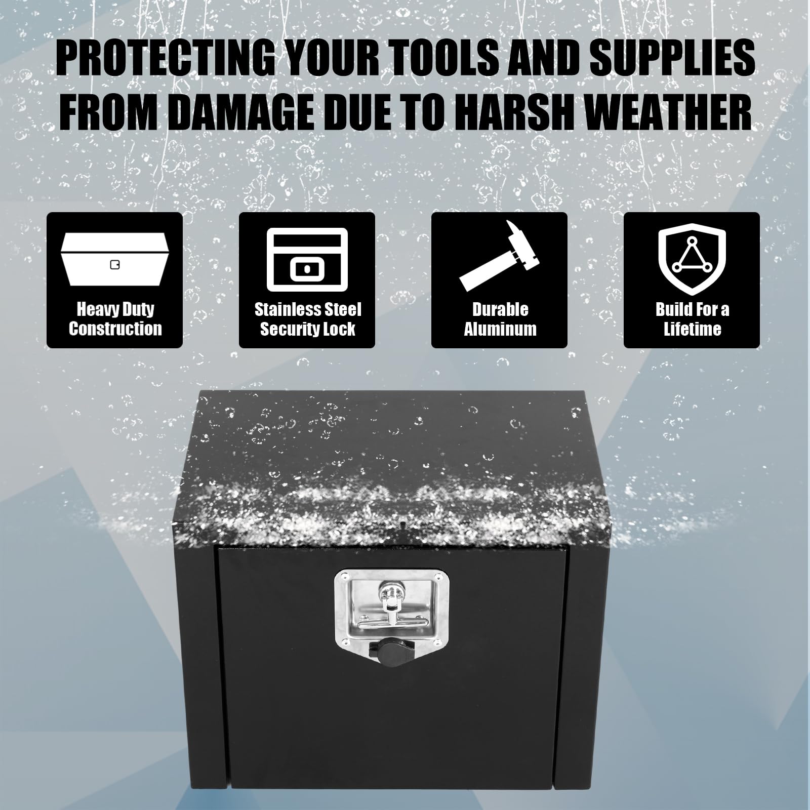 Heavy Duty Black Steel Underbody Truck Tool Box with T-Handle Lock - 18