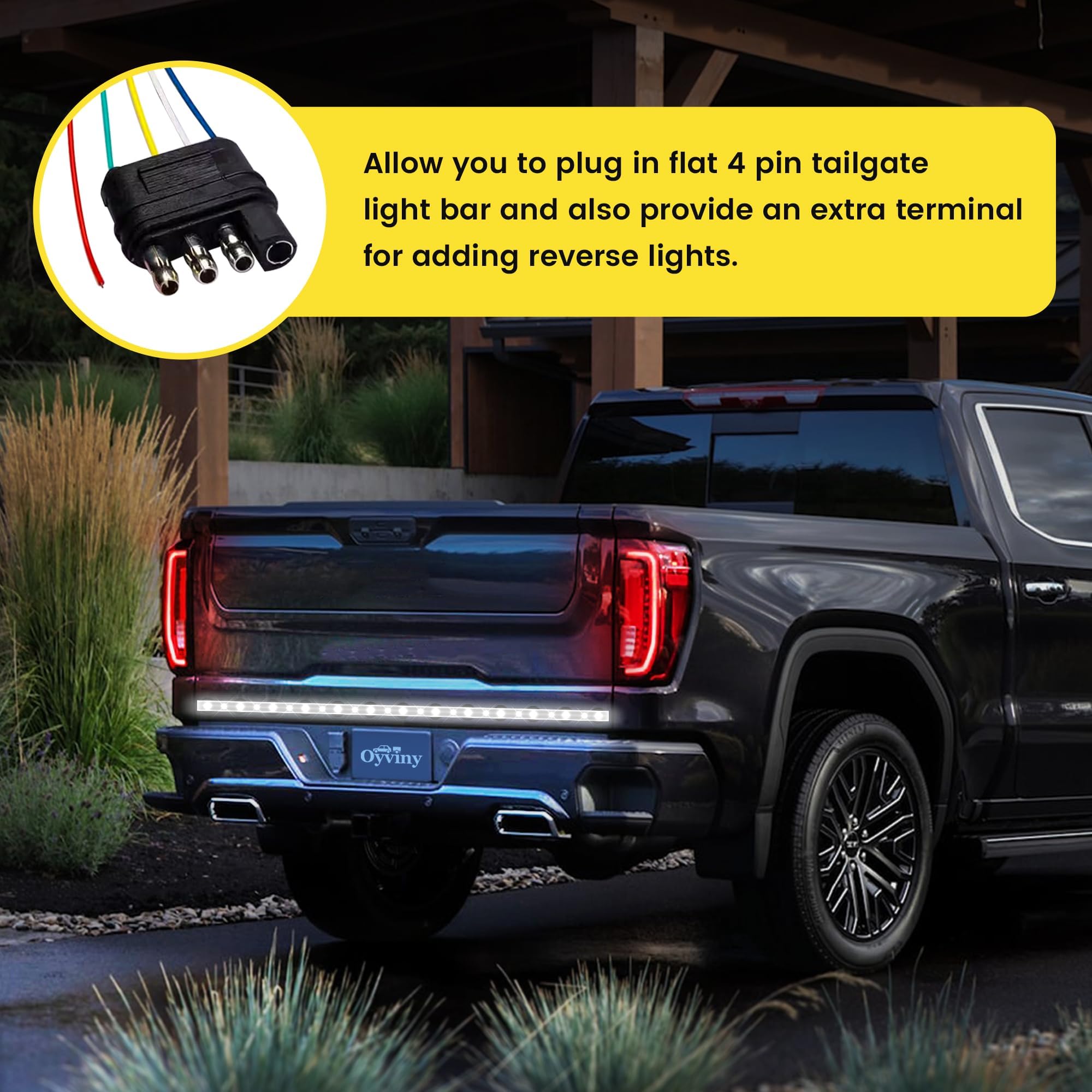 Oyviny 56584 USCAR 7 Pin to 5 Pin Trailer Wiring Harness Adapter - LED Tailgate Light Bar Installation Kit with Reverse Lights - Heavy Duty Towing Connector for Trucks, SUVs & Trailers - Perfect for Off-Roading, Camping & Work Sites