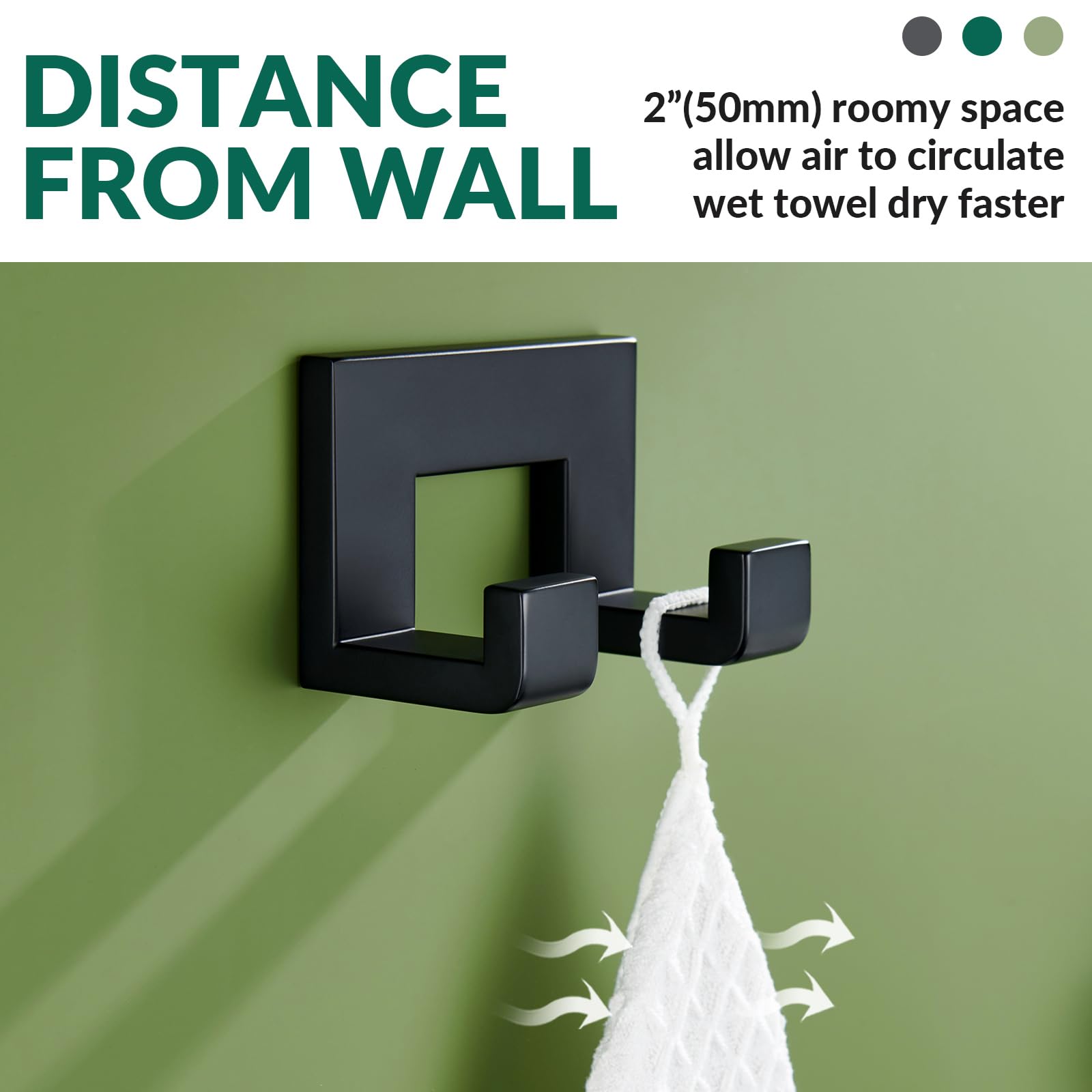 APLusee Matte Black Dual Coat Hook - Stainless Steel for Bathroom & Kitchen Storage